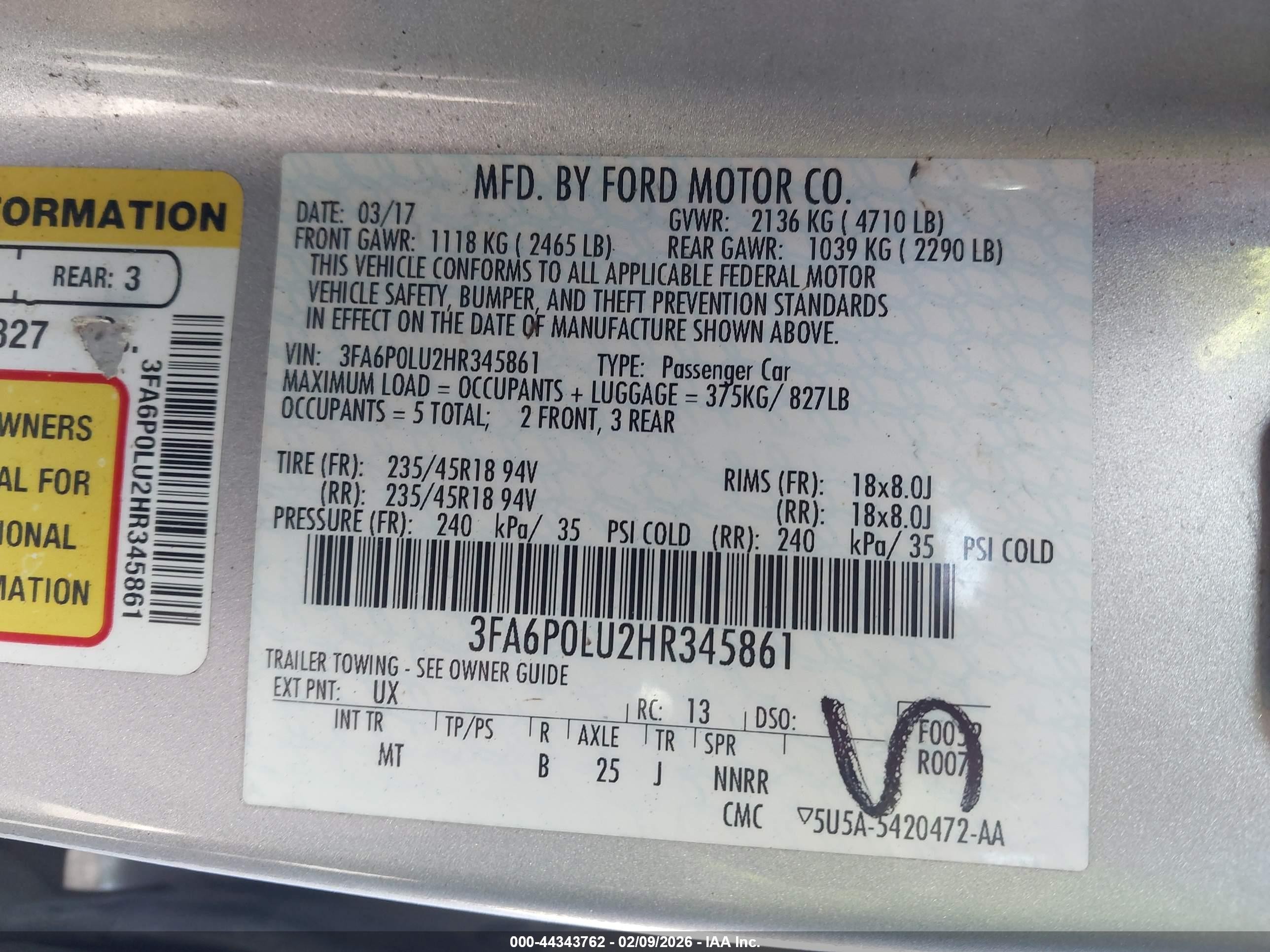 2017 Ford Fusion Hybrid Se Silver vin: 3FA6P0LU2HR345861