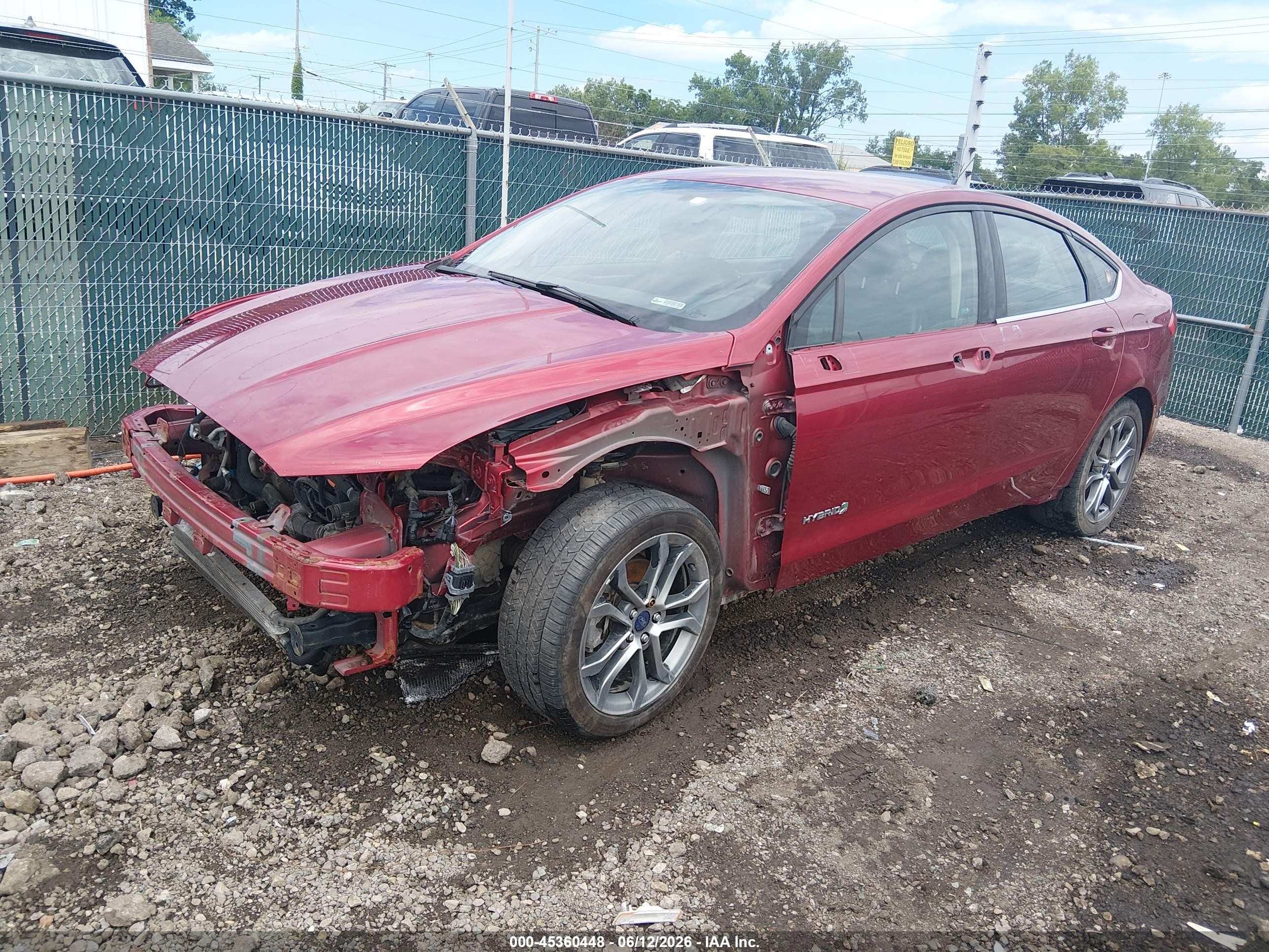 2017 Ford Fusion Hybrid Se Maroon vin: 3FA6P0LU2HR374356