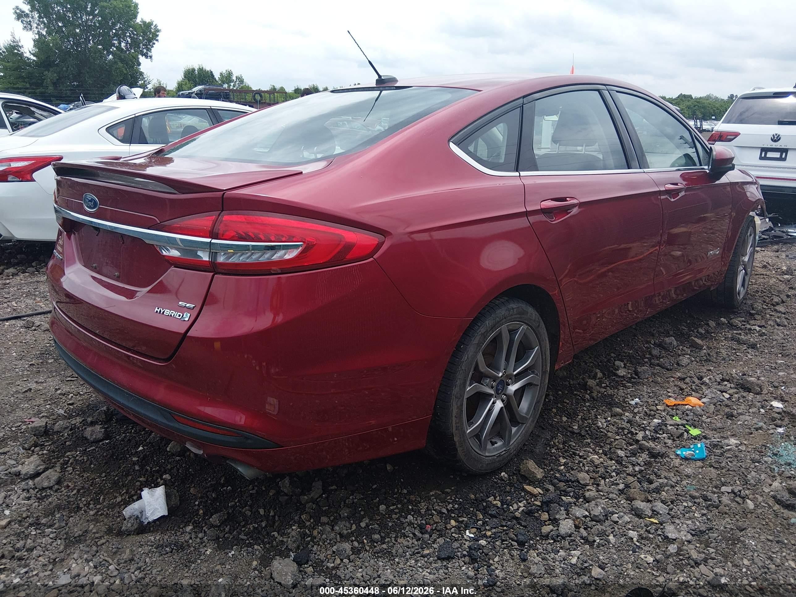 2017 Ford Fusion Hybrid Se Maroon vin: 3FA6P0LU2HR374356