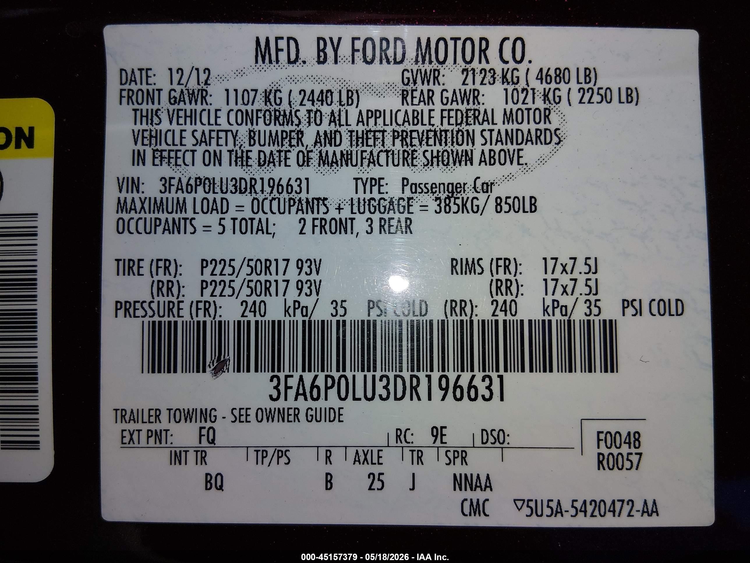2013 Ford Fusion Hybrid Se Burgundy vin: 3FA6P0LU3DR196631