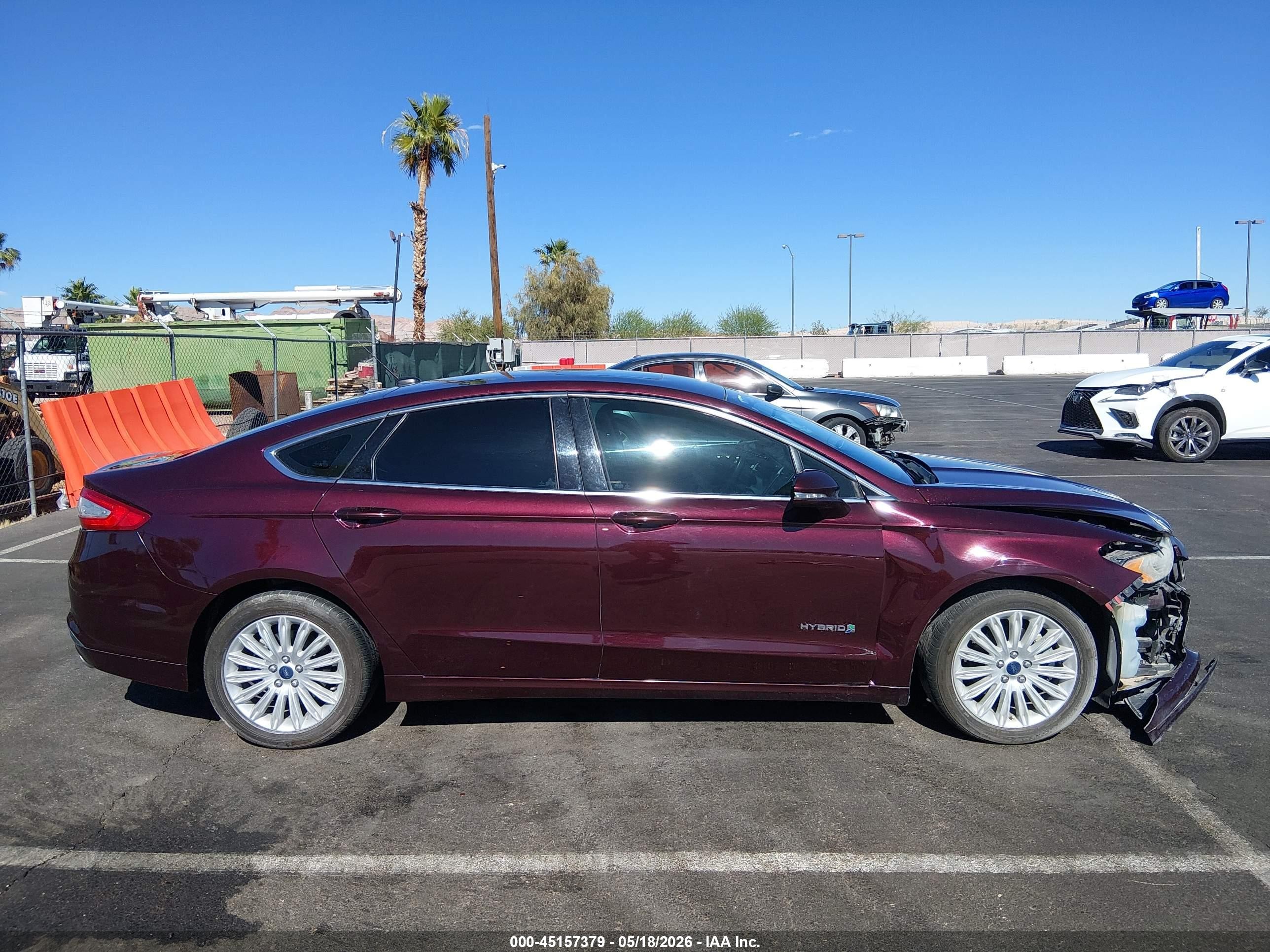 2013 Ford Fusion Hybrid Se Burgundy vin: 3FA6P0LU3DR196631
