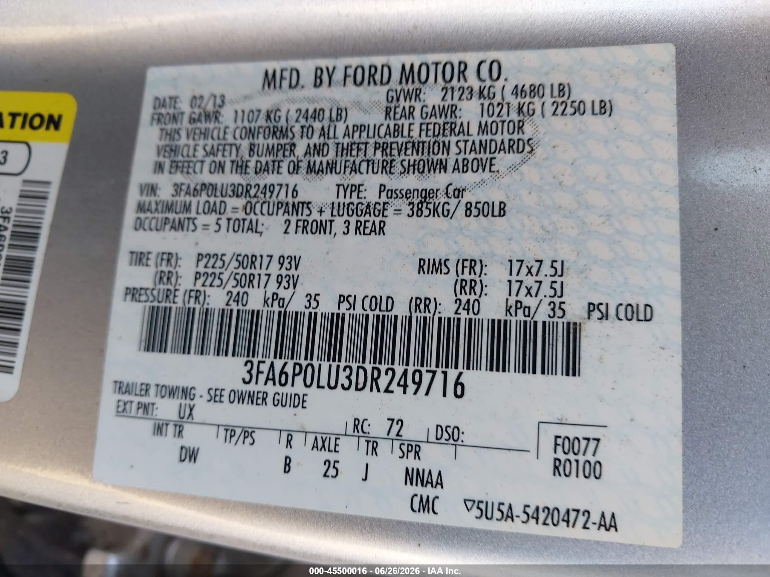 2013 Ford Fusion Hybrid Se Silver vin: 3FA6P0LU3DR249716