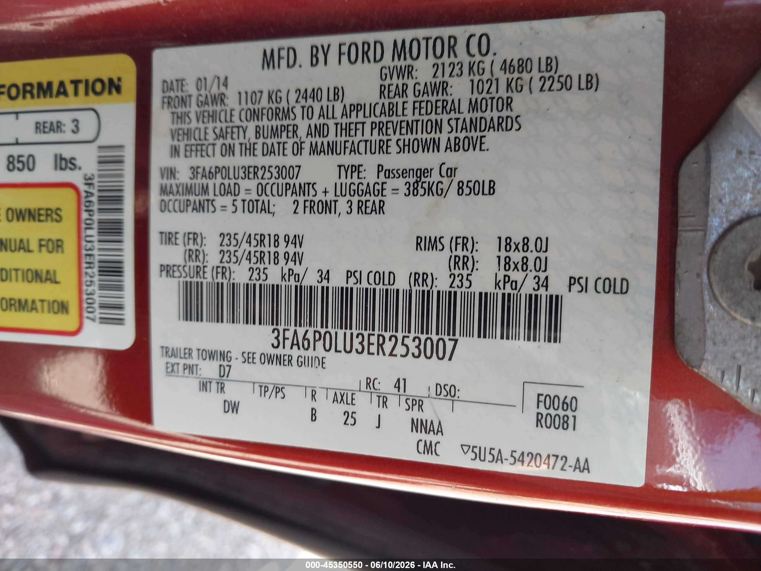 2014 Ford Fusion Hybrid Se Orange vin: 3FA6P0LU3ER253007