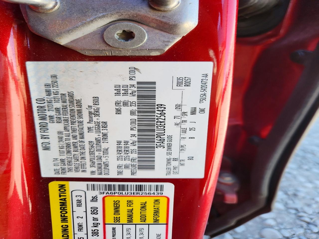 2014 Ford Fusion Se Hybrid Burgundy vin: 3FA6P0LU3ER256439