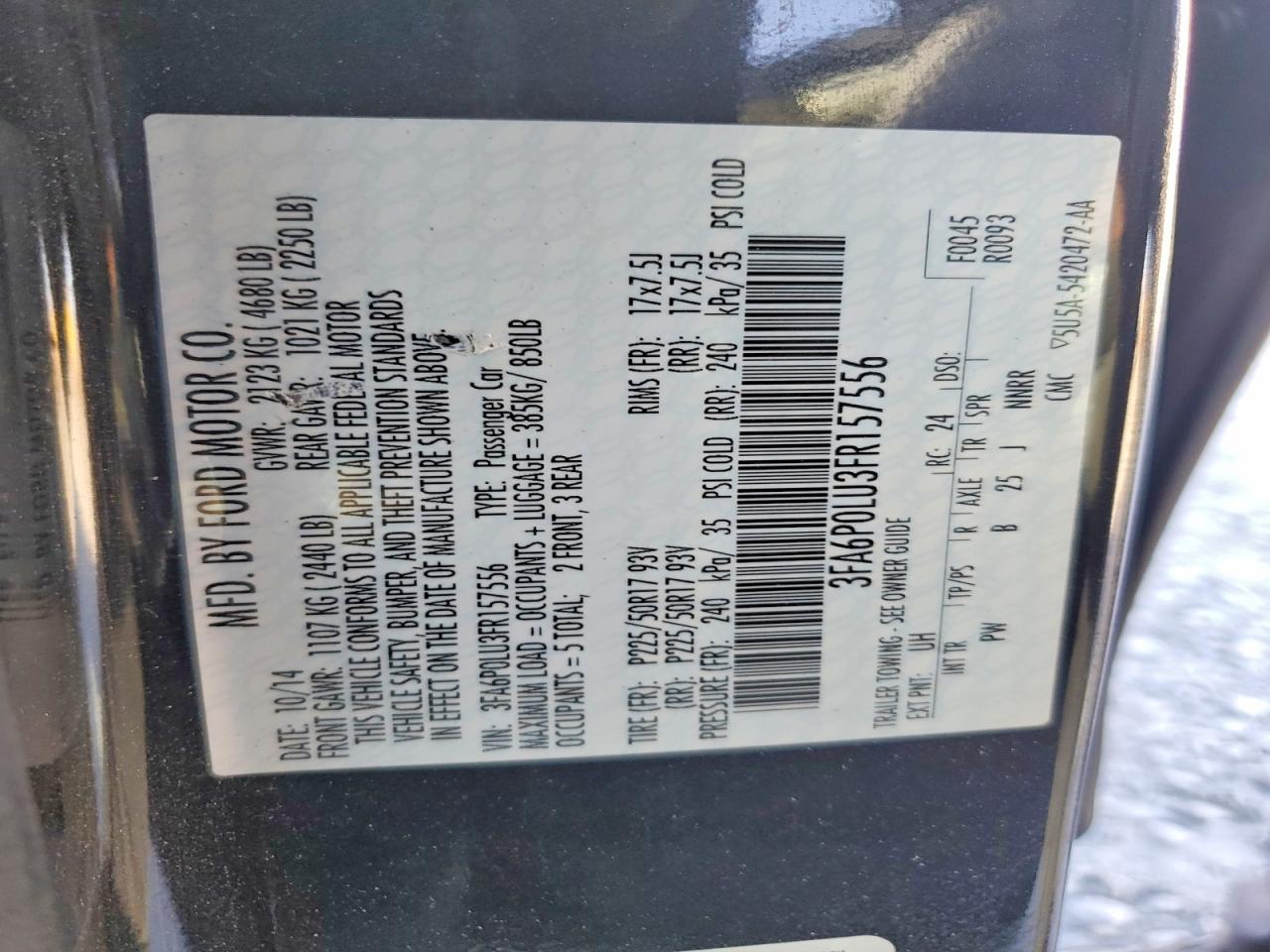 2015 Ford Fusion Se Hybrid Black vin: 3FA6P0LU3FR157556