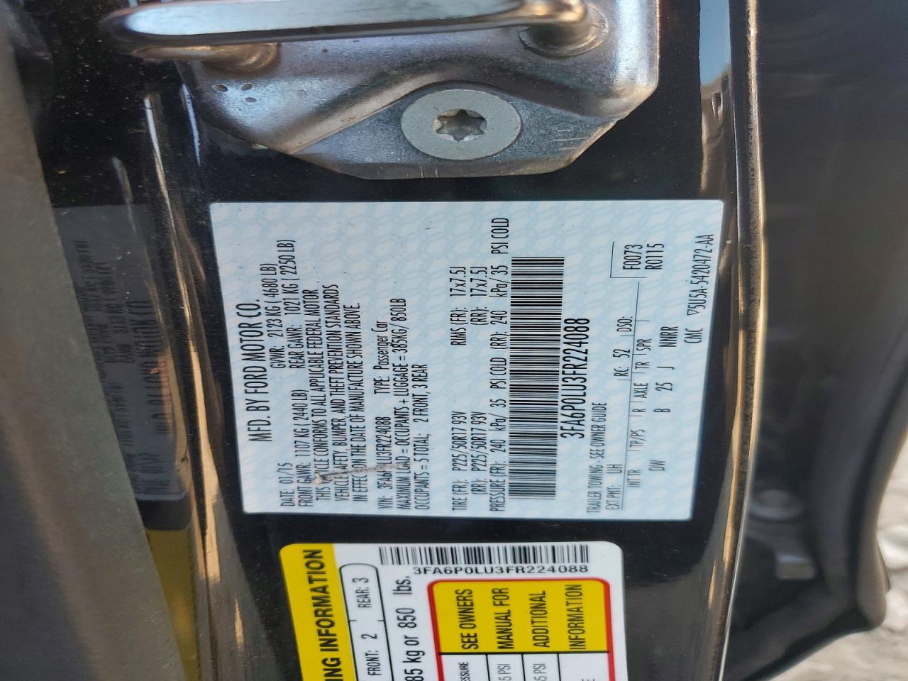 2015 Ford Fusion Se Hybrid Gray vin: 3FA6P0LU3FR224088