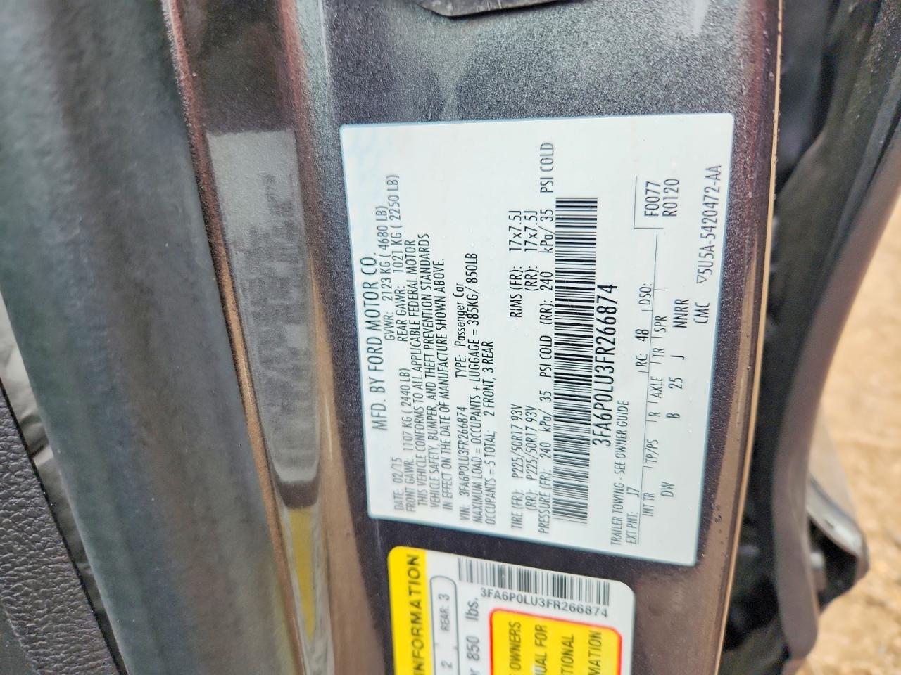 2015 Ford Fusion Se Hybrid Gray vin: 3FA6P0LU3FR266874