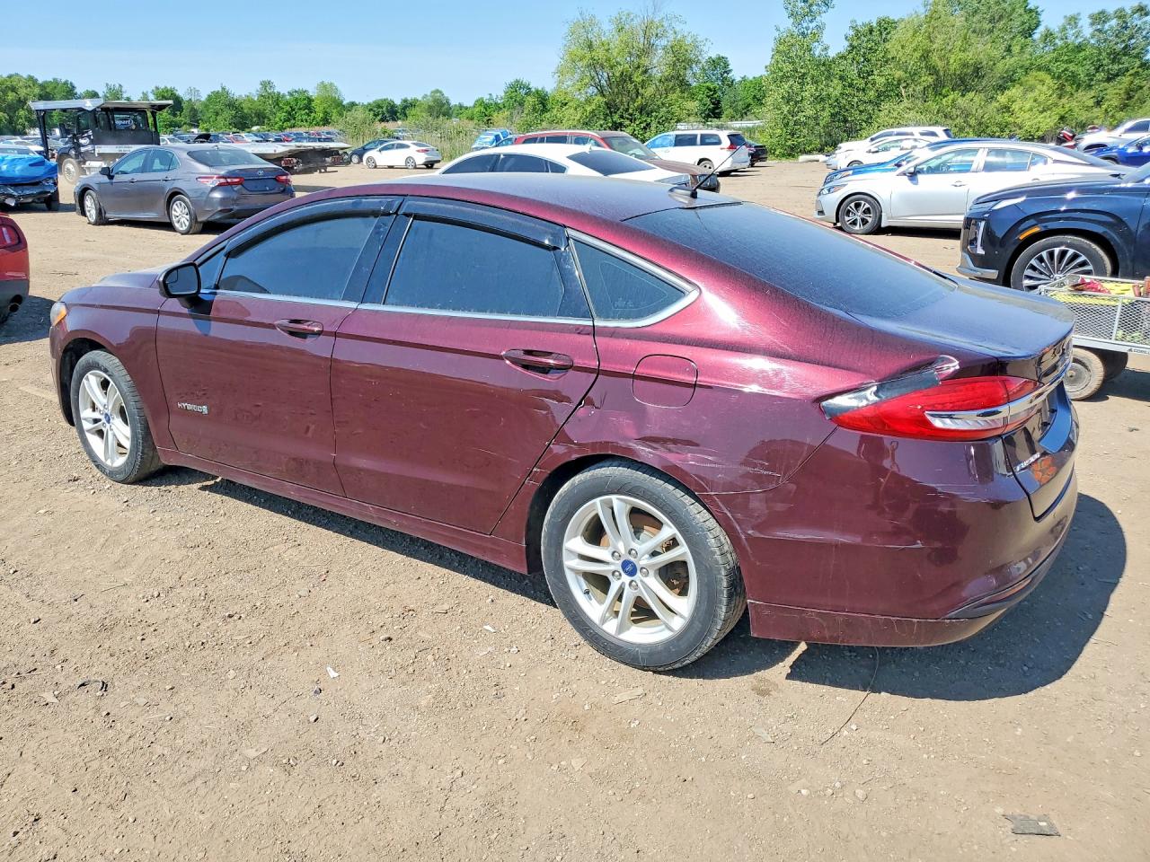 2018 Ford Fusion Se Hybrid Maroon vin: 3FA6P0LU3JR239134