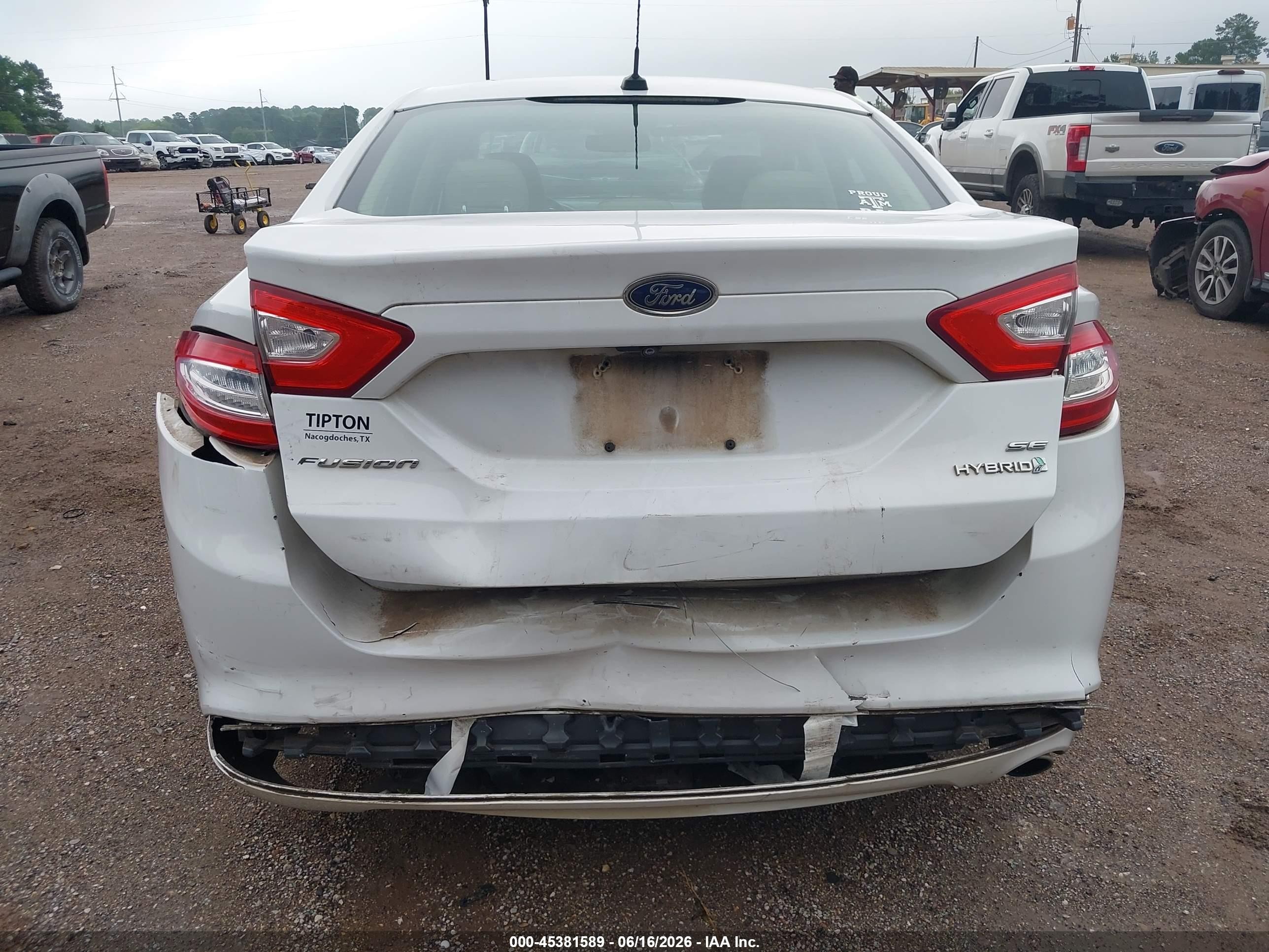 2013 Ford Fusion Hybrid Se White vin: 3FA6P0LU4DR222847