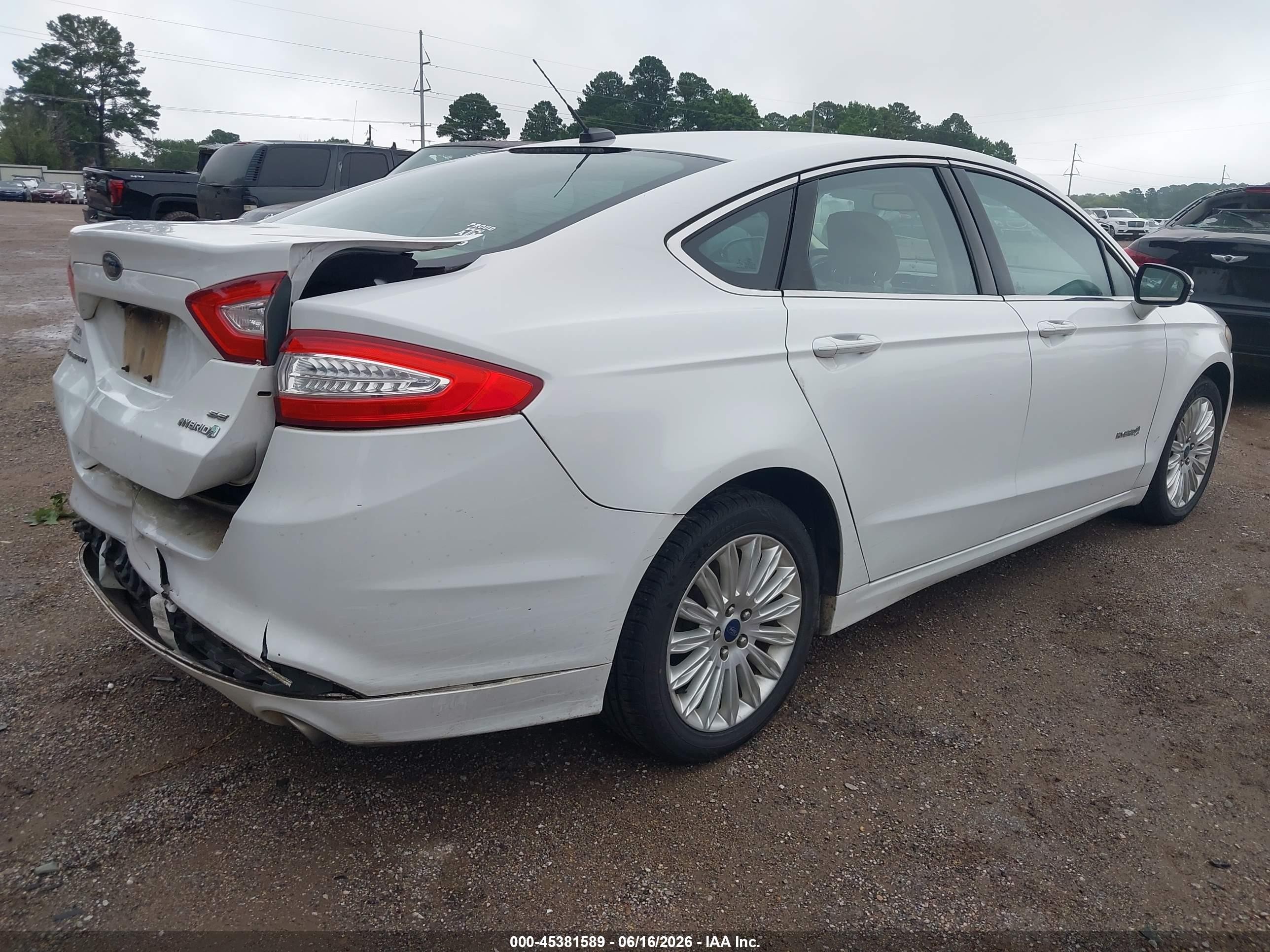 2013 Ford Fusion Hybrid Se White vin: 3FA6P0LU4DR222847
