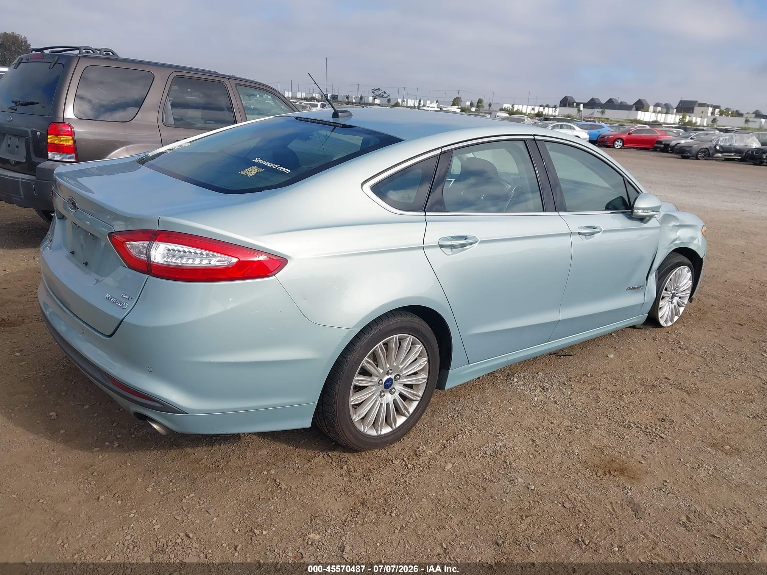 2013 Ford Fusion Hybrid Se Light Blue vin: 3FA6P0LU4DR254326