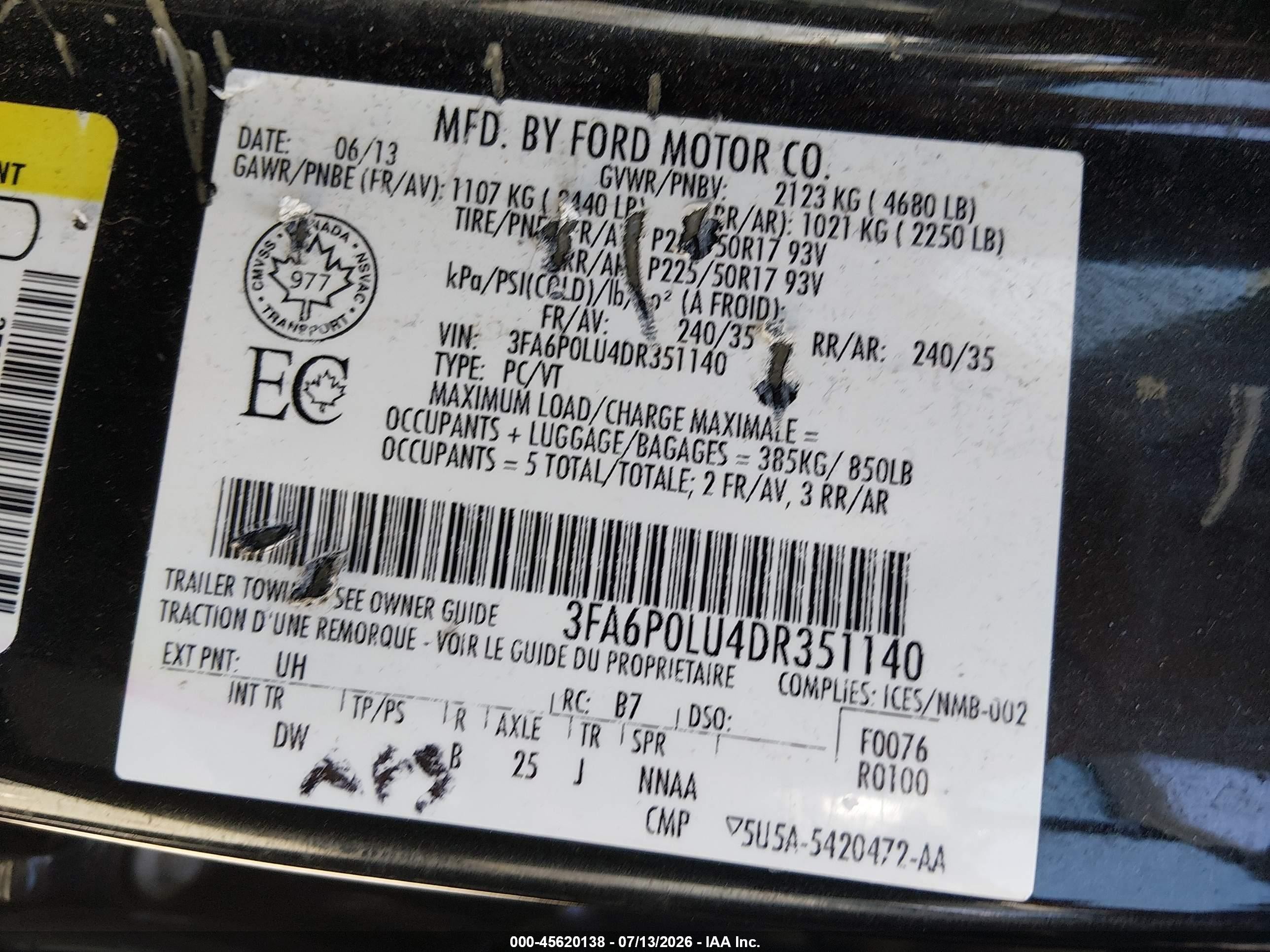 2013 Ford Fusion Hybrid Se Black vin: 3FA6P0LU4DR351140