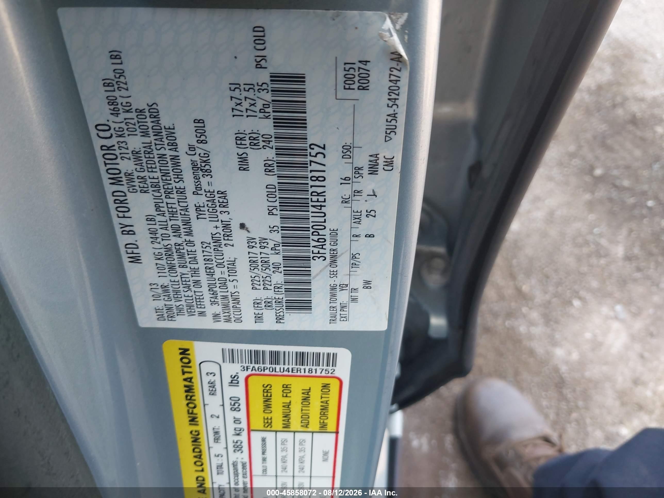 2014 Ford Fusion Hybrid Se Light Blue vin: 3FA6P0LU4ER181752