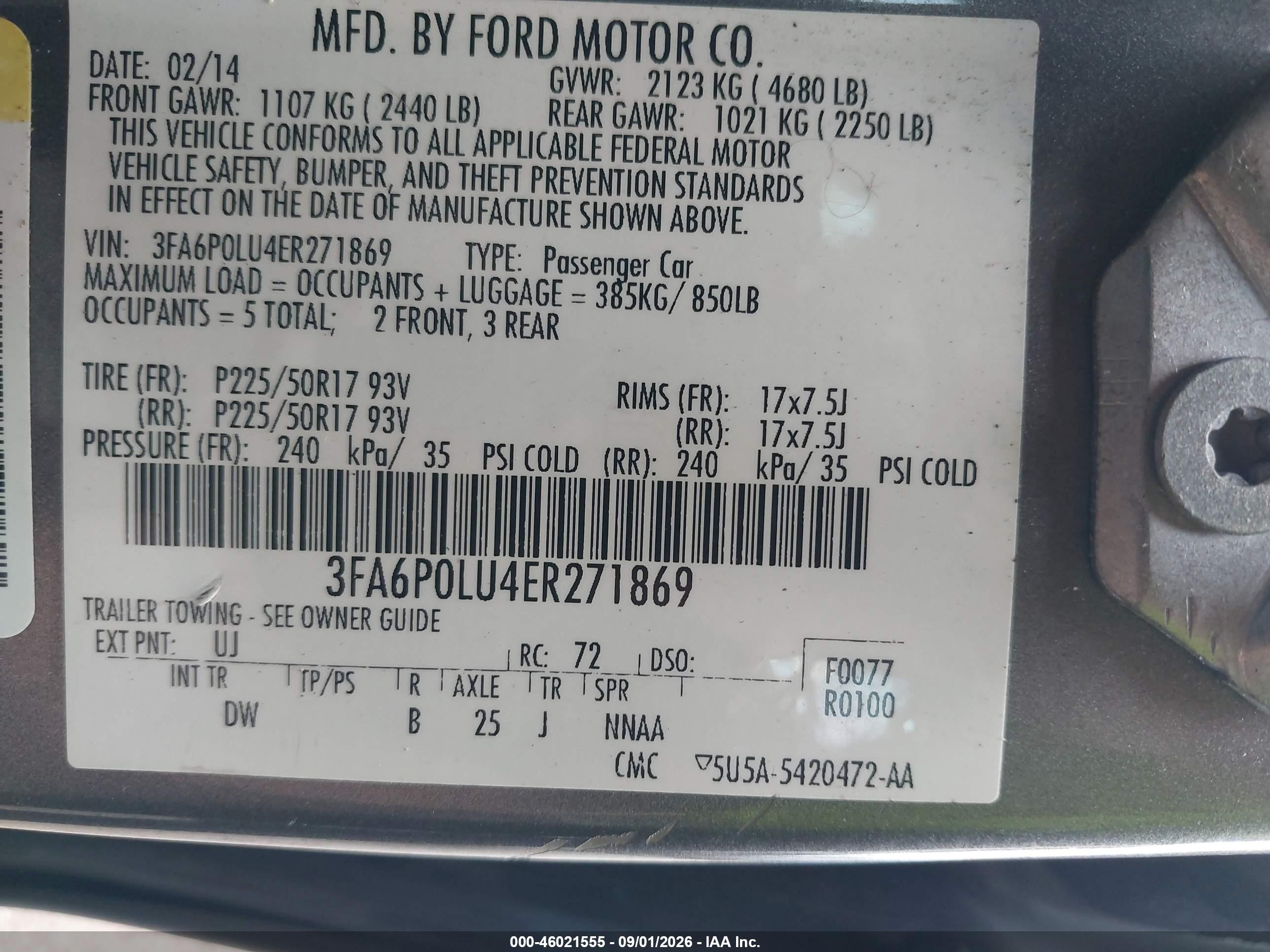 2014 Ford Fusion Hybrid Se Gray vin: 3FA6P0LU4ER271869