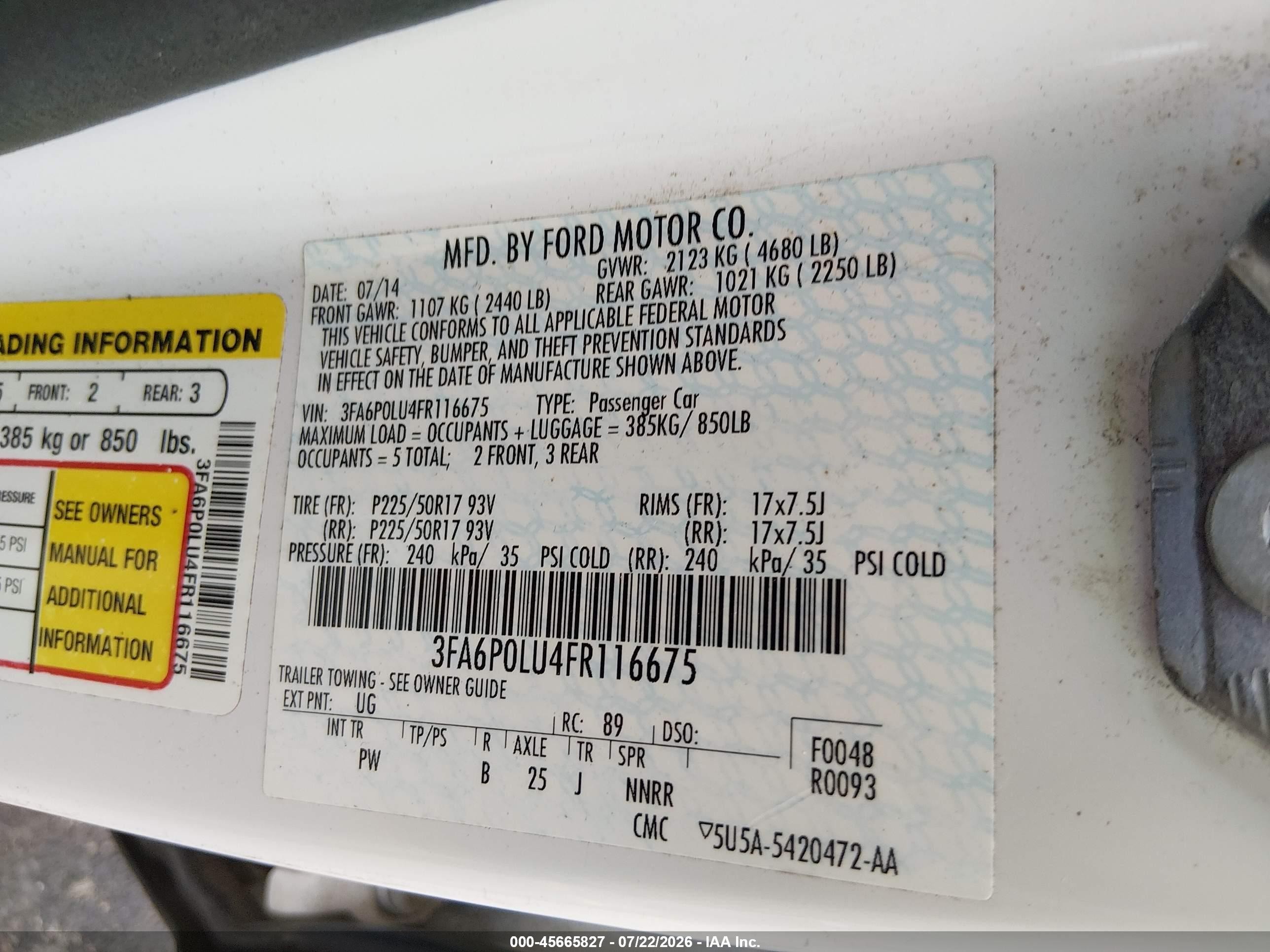 2015 Ford Fusion Hybrid Se White vin: 3FA6P0LU4FR116675