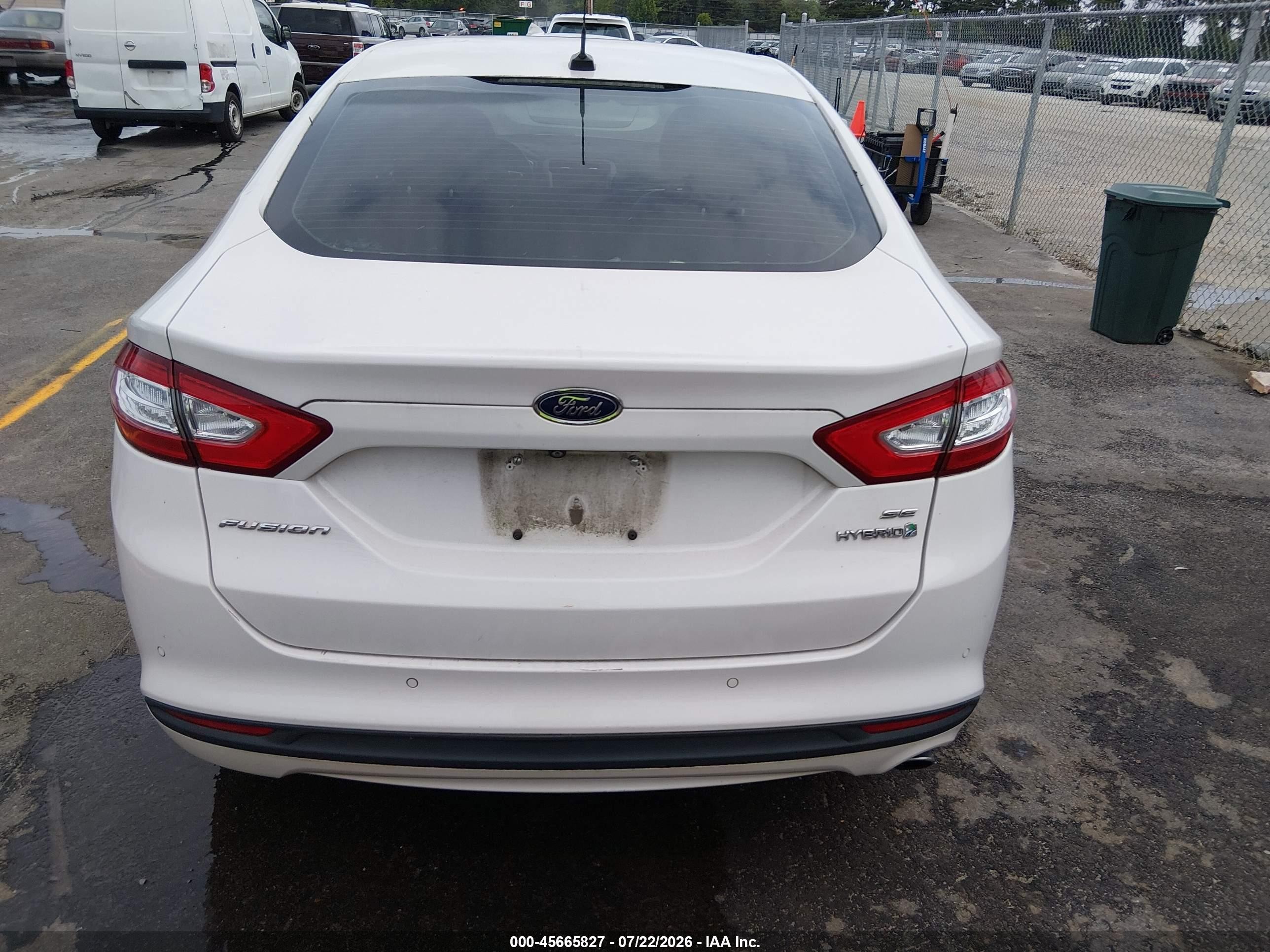 2015 Ford Fusion Hybrid Se White vin: 3FA6P0LU4FR116675