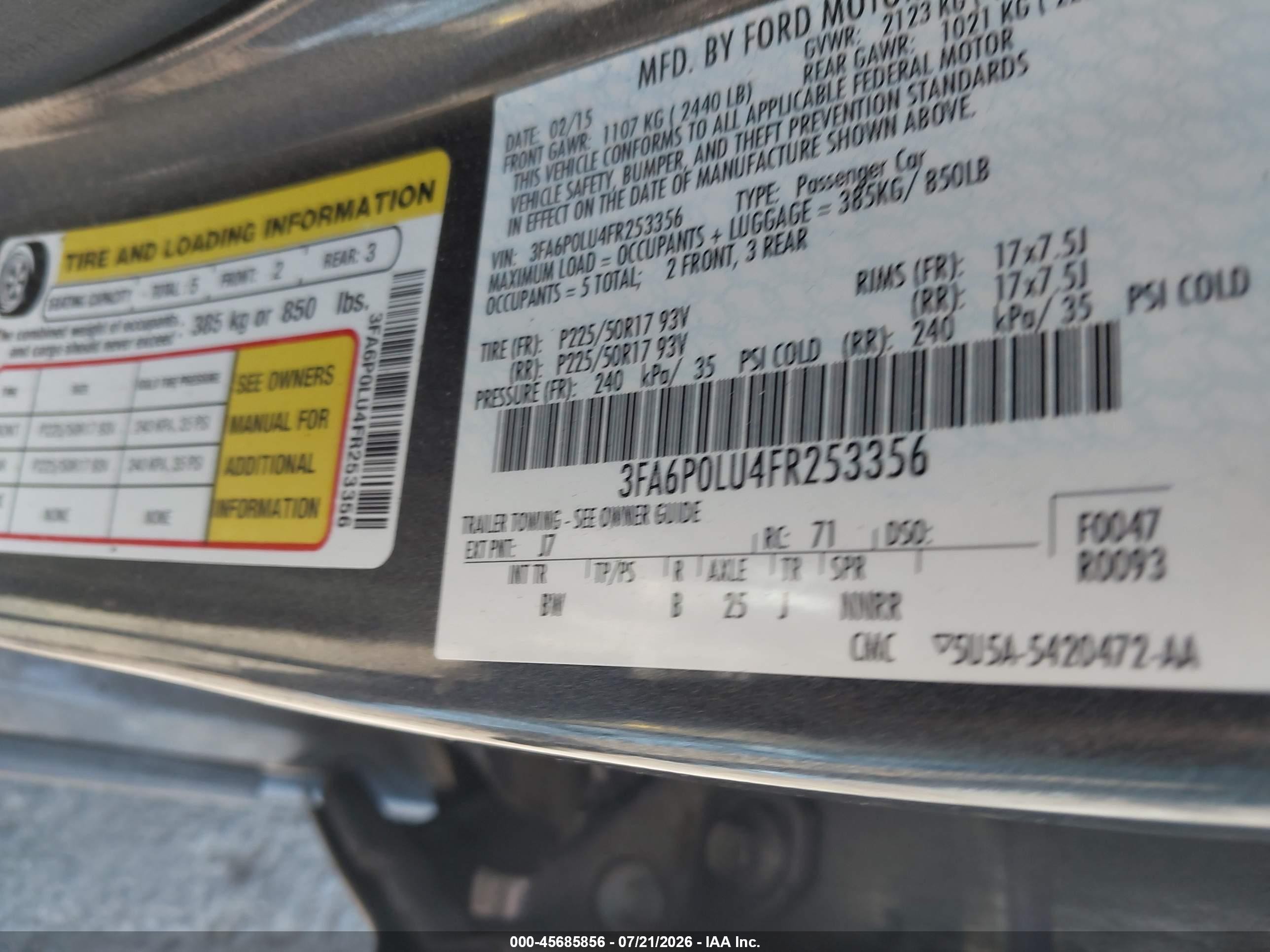 2015 Ford Fusion Hybrid Se Серый vin: 3FA6P0LU4FR253356
