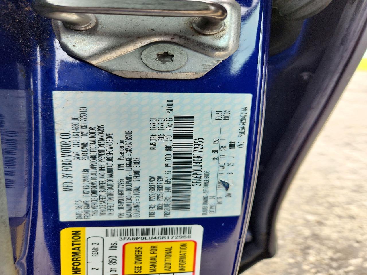 2016 Ford Fusion Se Hybrid Синий vin: 3FA6P0LU4GR172956