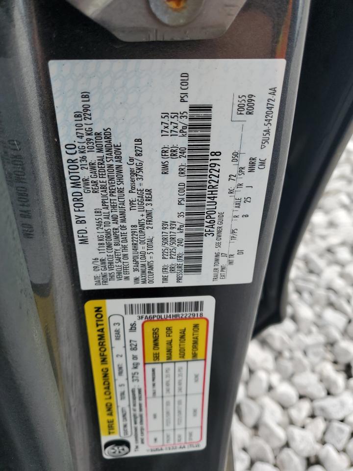 2017 Ford Fusion Se Hybrid Black vin: 3FA6P0LU4HR222918