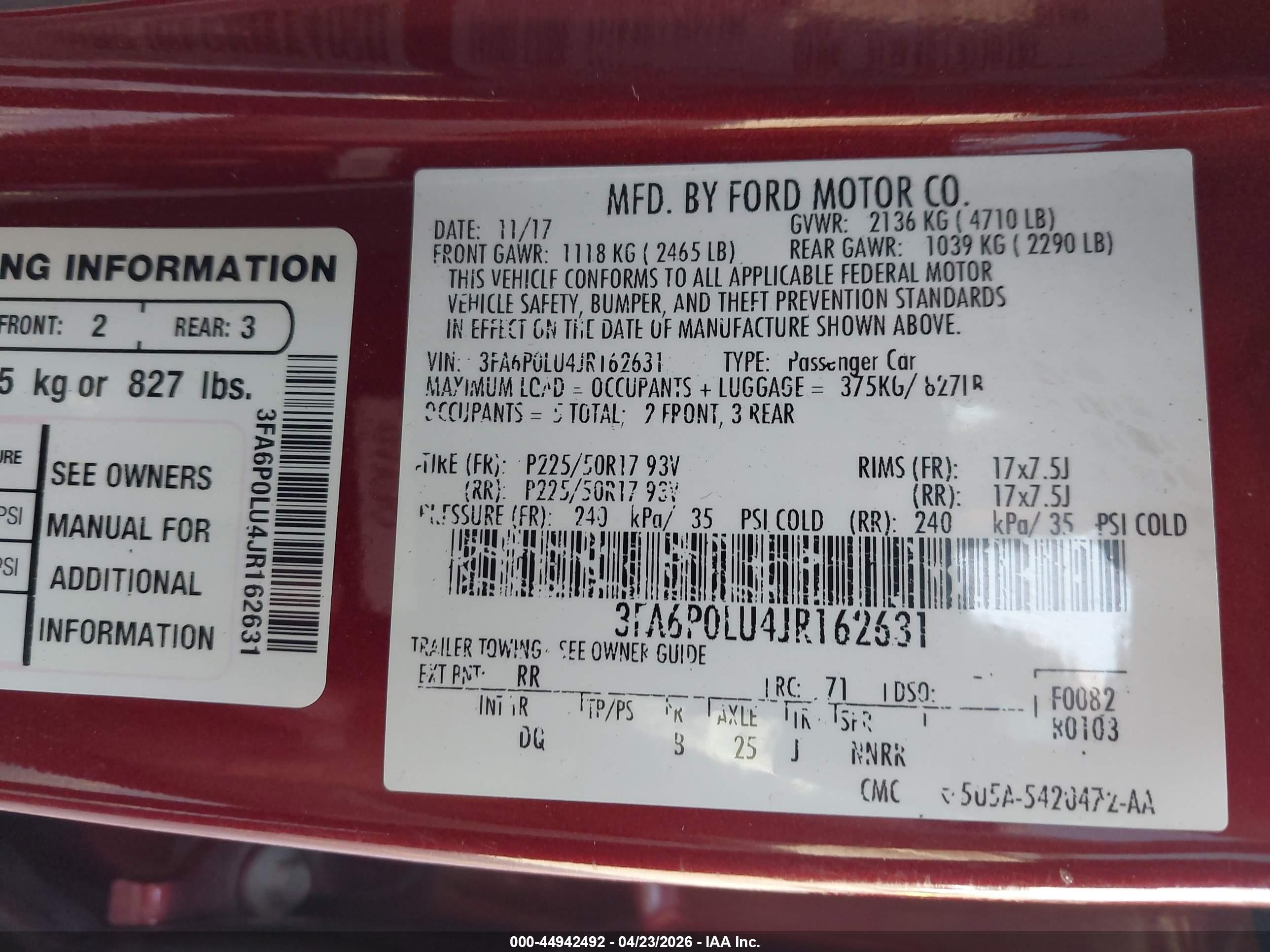 2018 Ford Fusion Hybrid Se Красный vin: 3FA6P0LU4JR162631