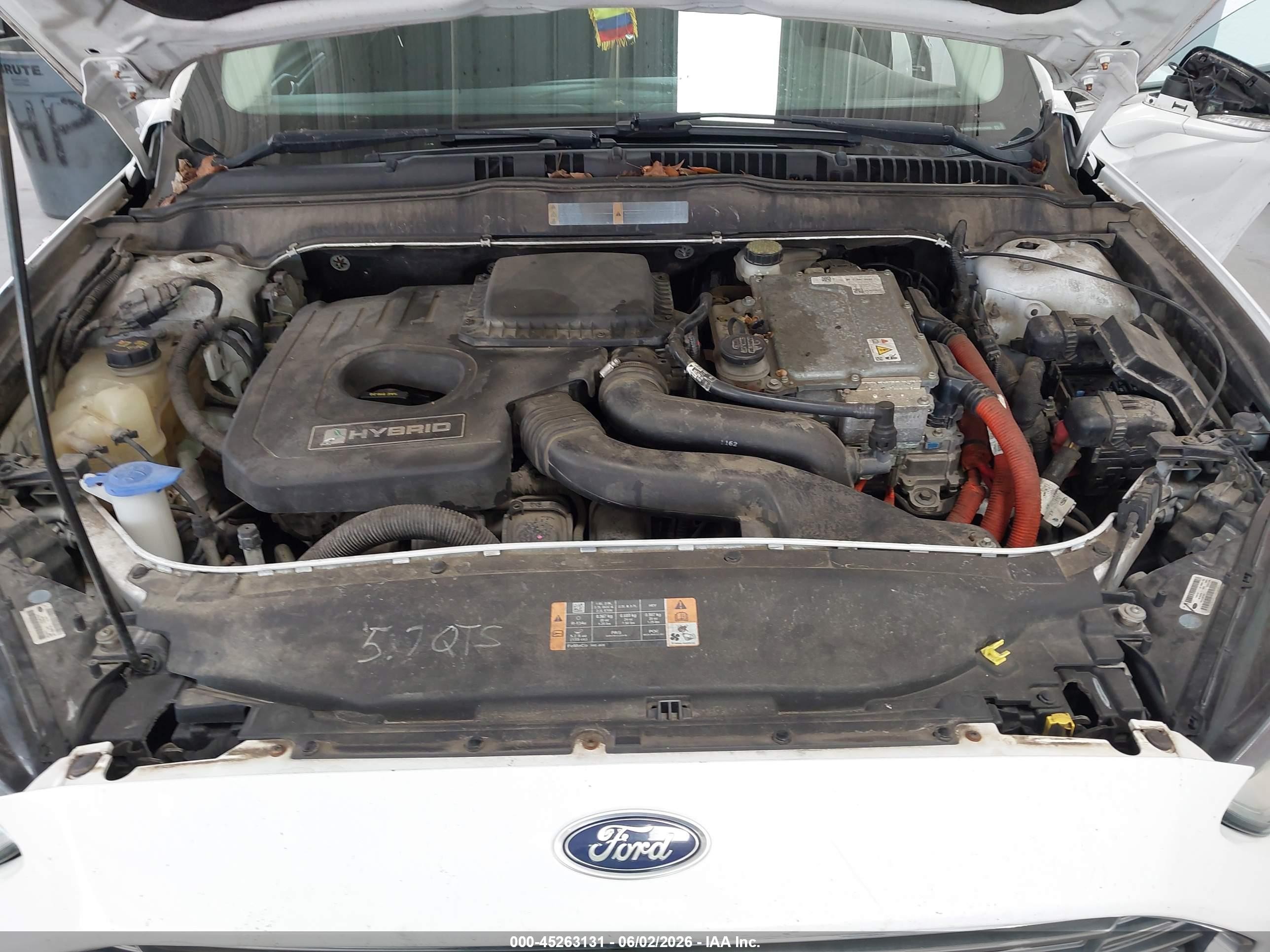 2013 Ford Fusion Hybrid Se White vin: 3FA6P0LU5DR126399