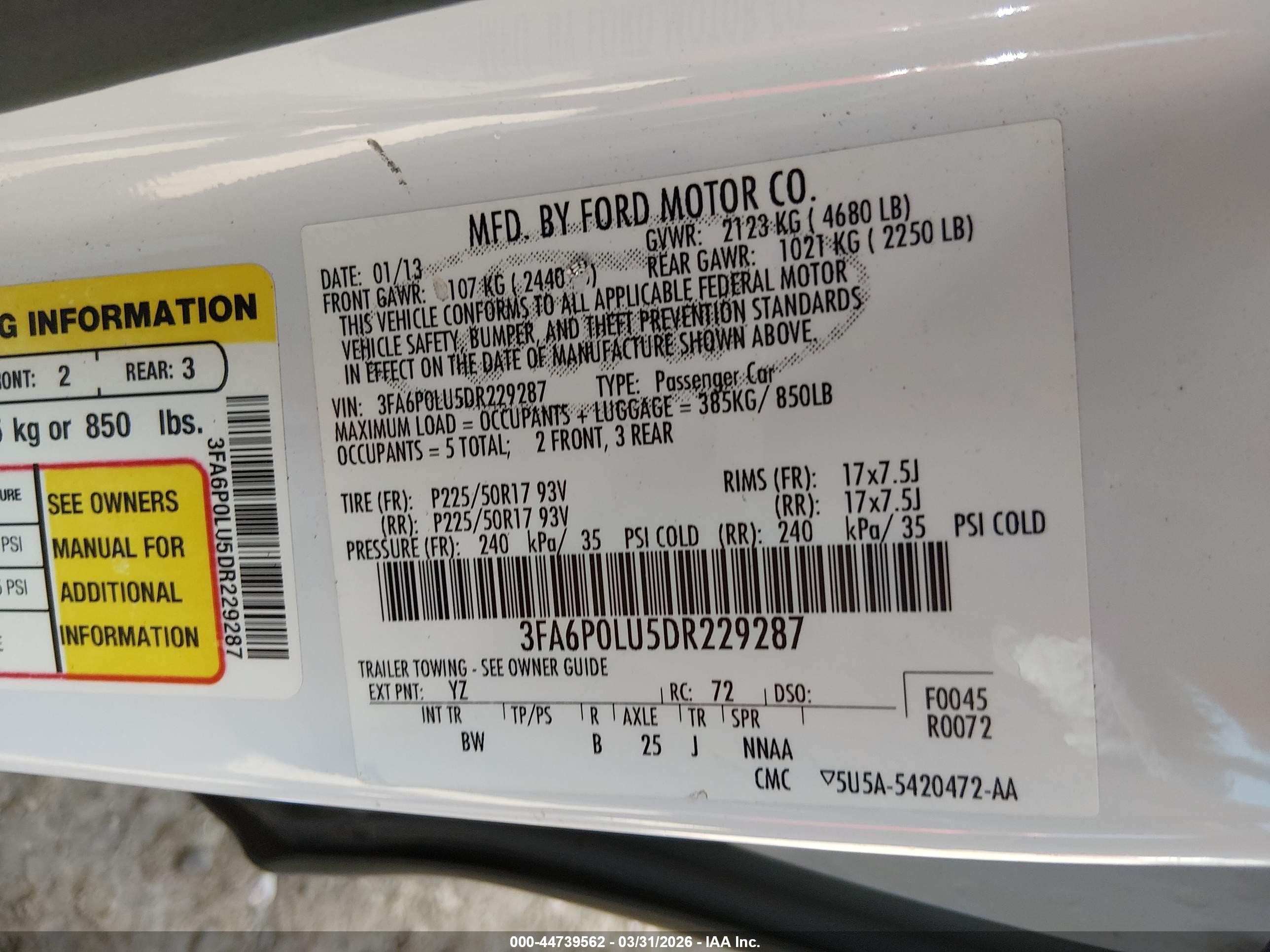 2013 Ford Fusion Hybrid Se Белый vin: 3FA6P0LU5DR229287