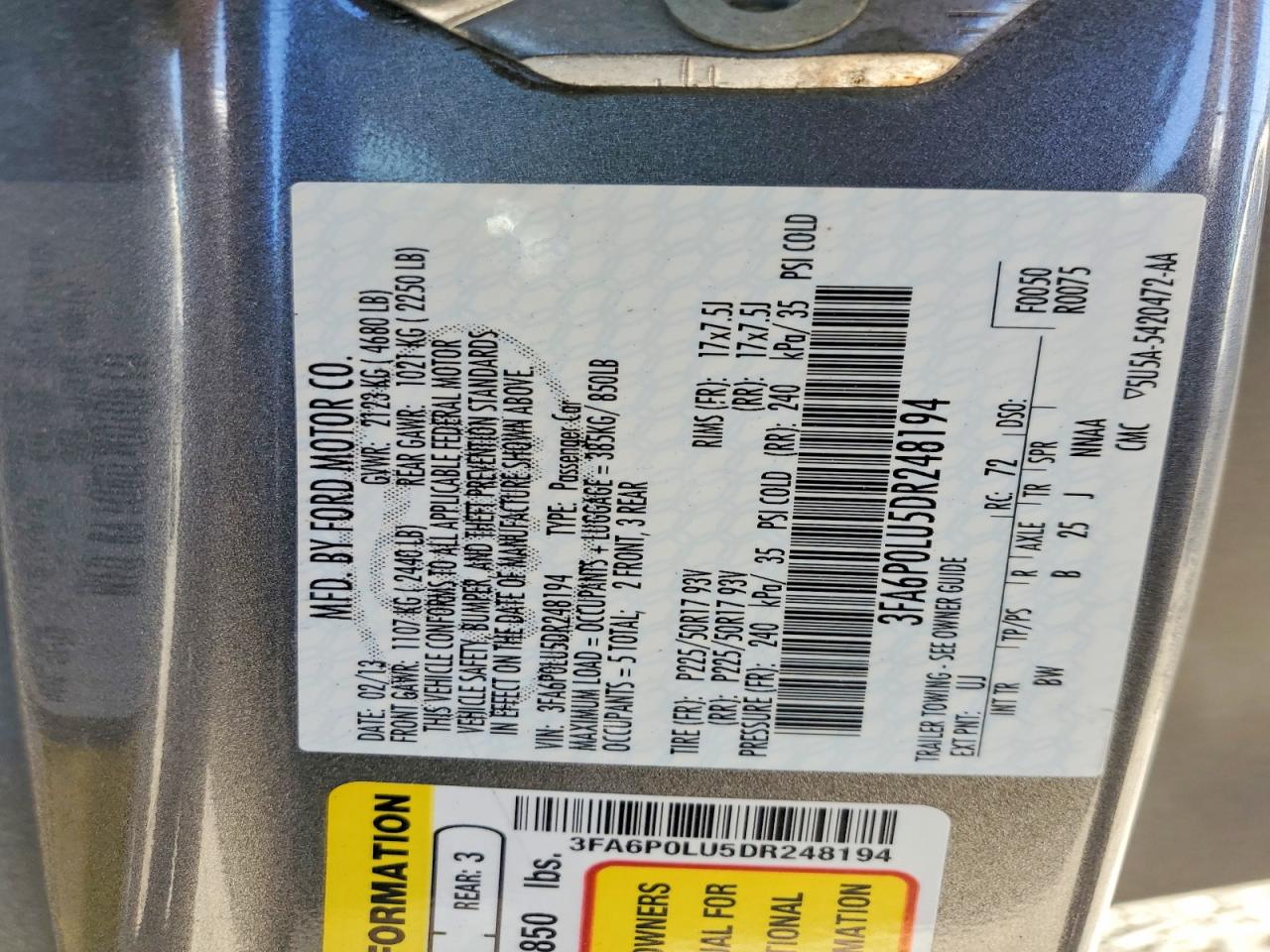 2013 Ford Fusion Se Hybrid Gray vin: 3FA6P0LU5DR248194