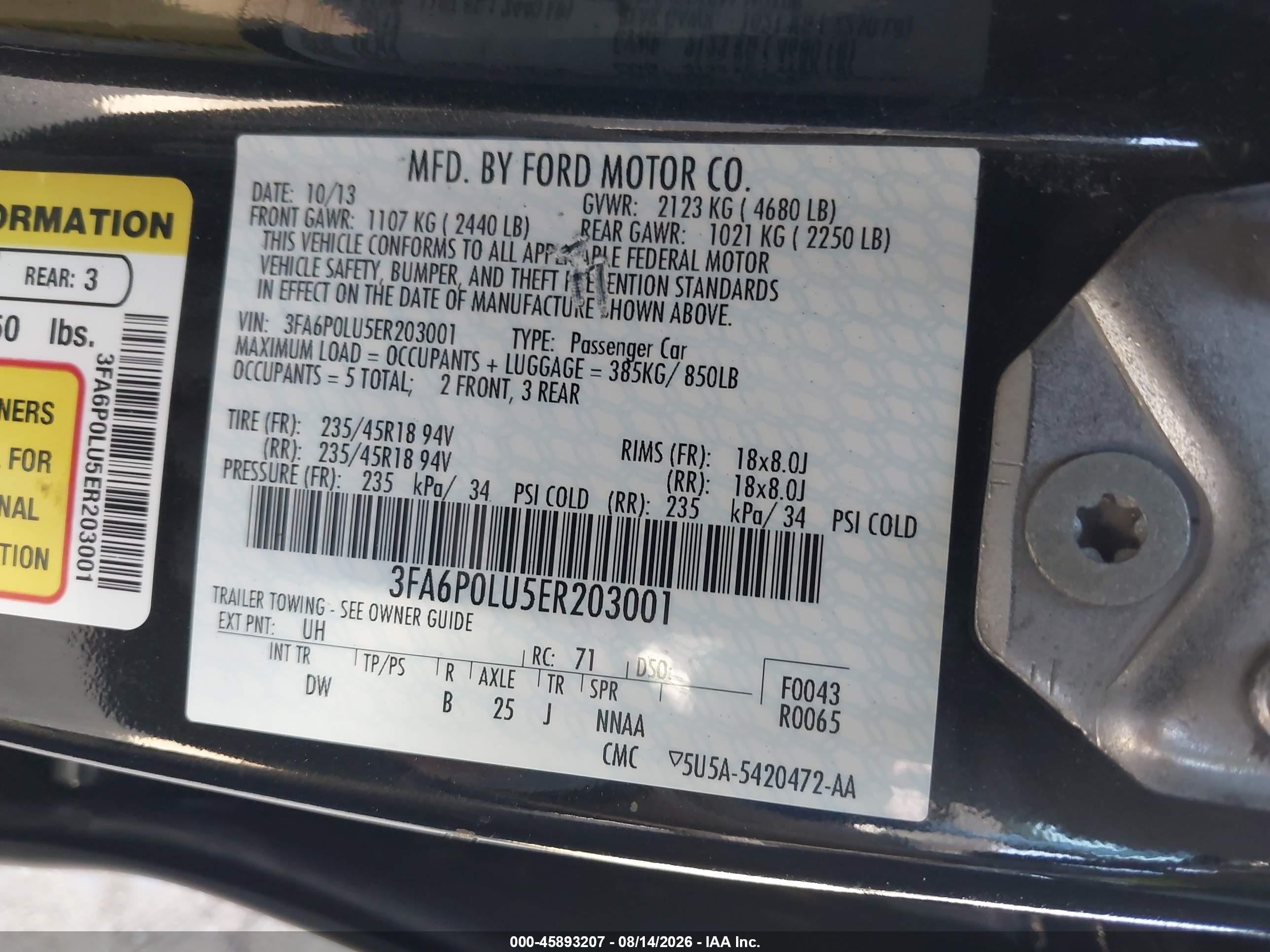 2014 Ford Fusion Hybrid Se Черный vin: 3FA6P0LU5ER203001