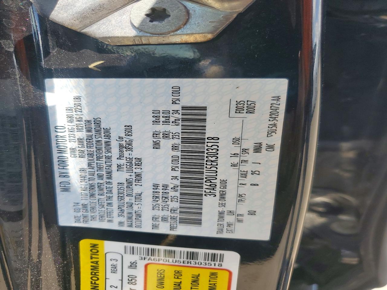 2014 Ford Fusion Se Hybrid Black vin: 3FA6P0LU5ER303518