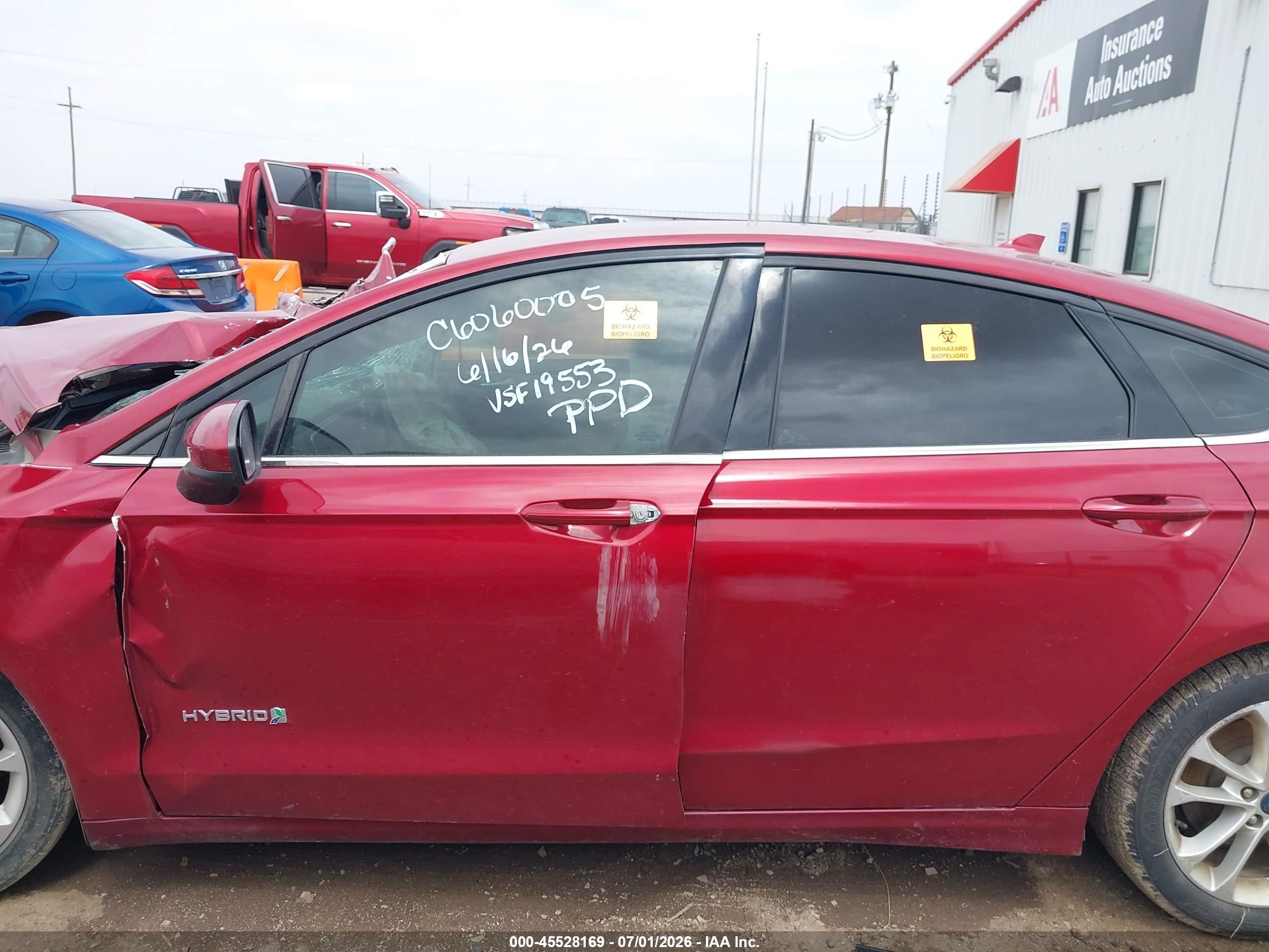 2019 Ford Fusion Hybrid Se Maroon vin: 3FA6P0LU5KR226144