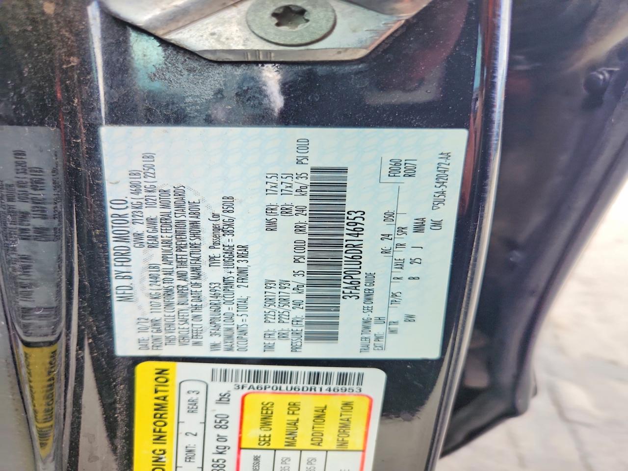 2013 Ford Fusion Se Hybrid Черный vin: 3FA6P0LU6DR146953