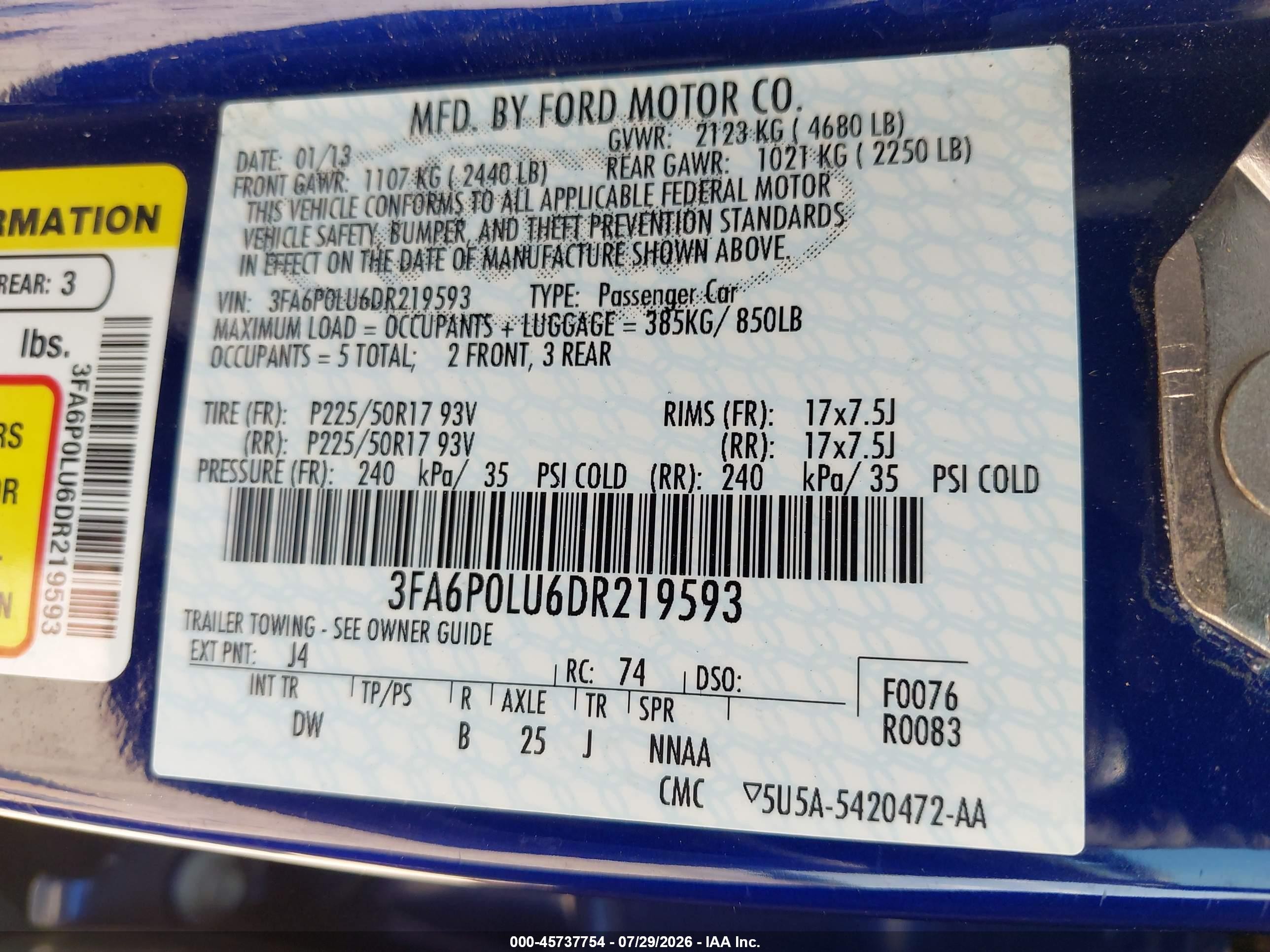 2013 Ford Fusion Hybrid Se Синий vin: 3FA6P0LU6DR219593