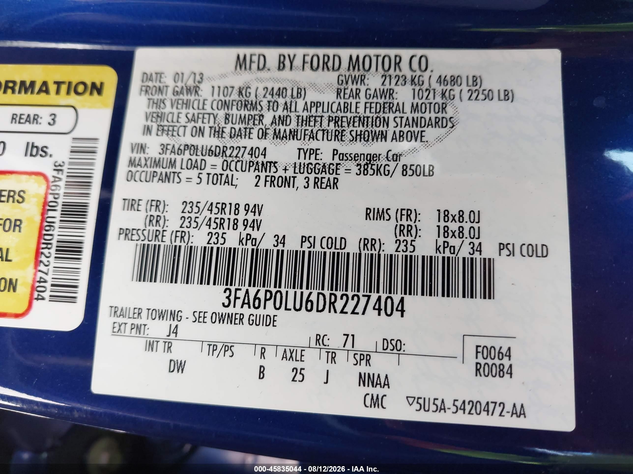 2013 Ford Fusion Hybrid Se Синий vin: 3FA6P0LU6DR227404