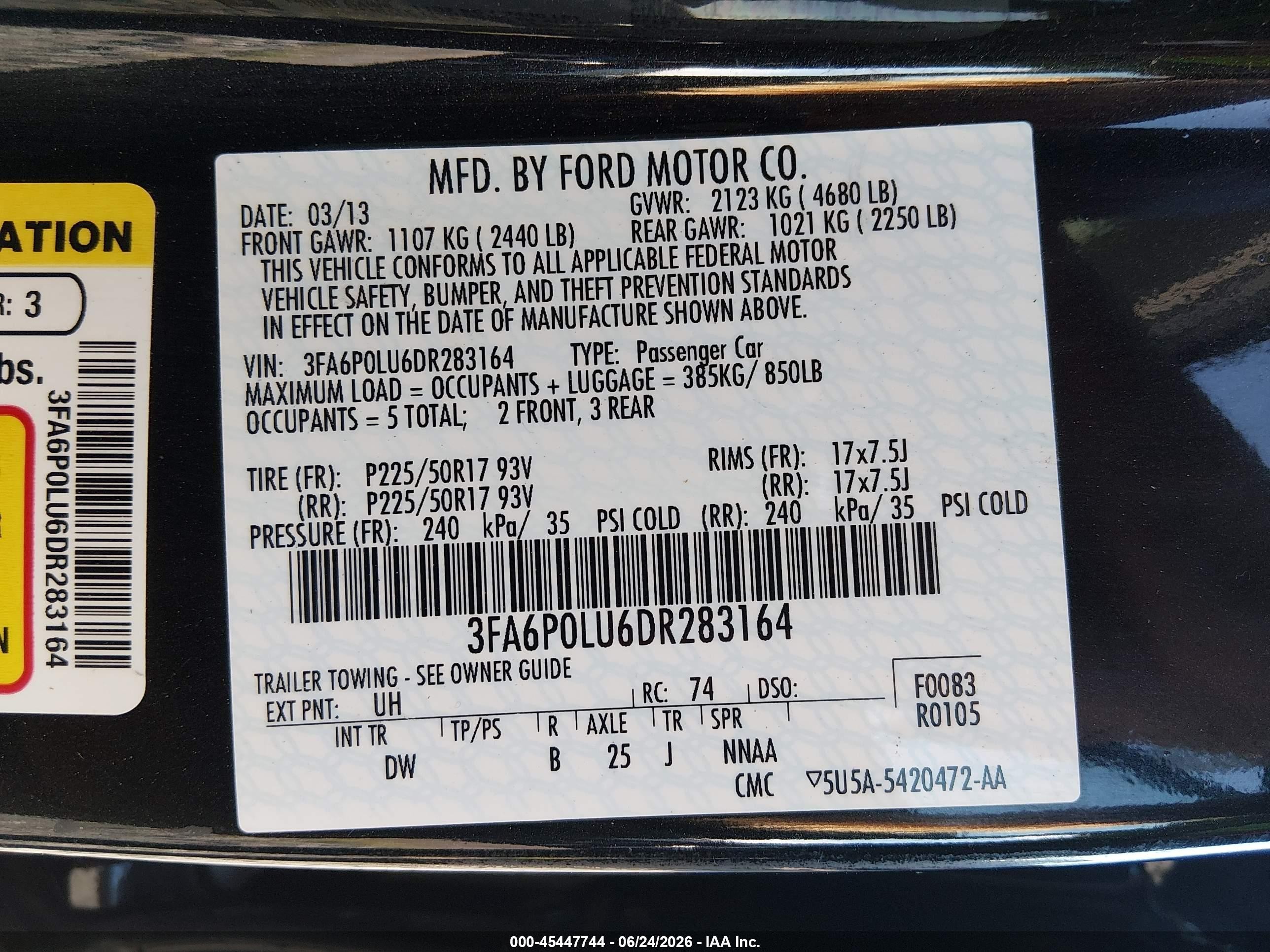 2013 Ford Fusion Hybrid Se Black vin: 3FA6P0LU6DR283164