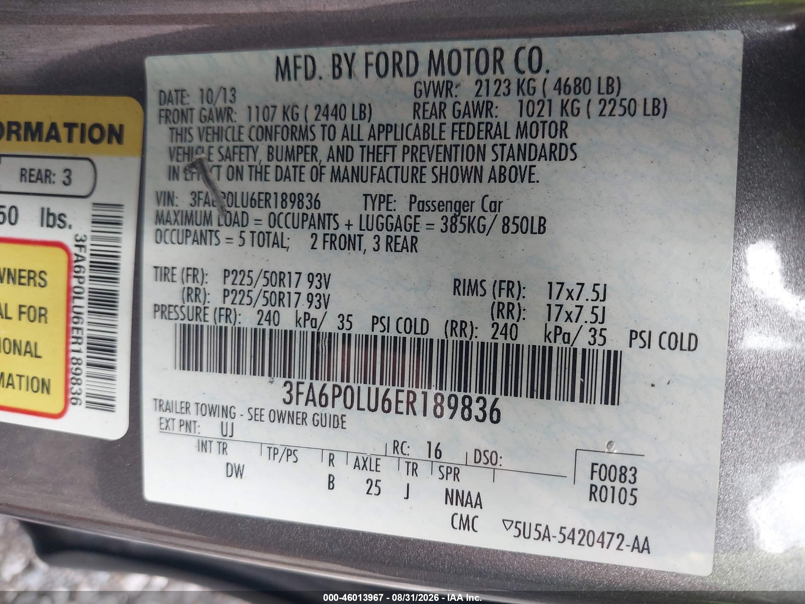 2014 Ford Fusion Hybrid Se Gray vin: 3FA6P0LU6ER189836