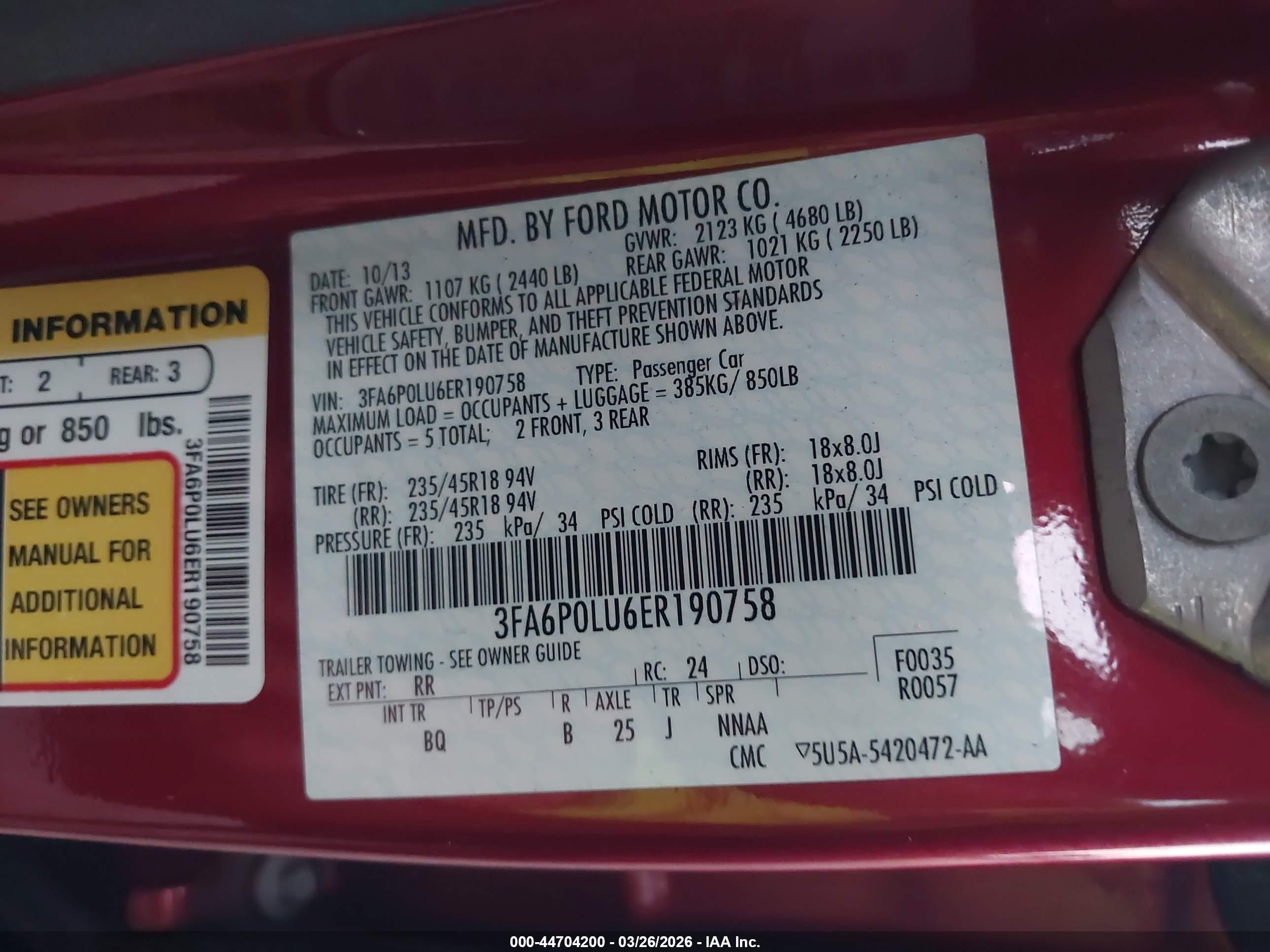 2014 Ford Fusion Hybrid Se Red vin: 3FA6P0LU6ER190758