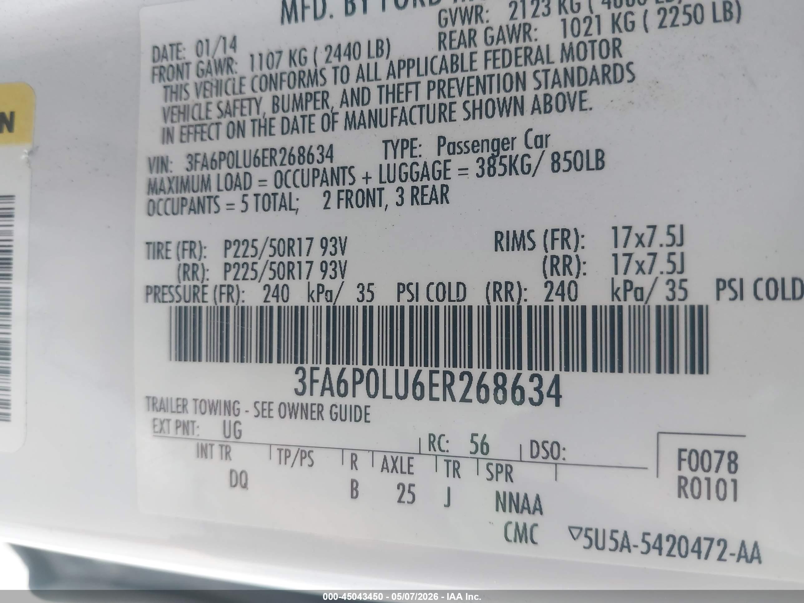 2014 Ford Fusion Hybrid Se White vin: 3FA6P0LU6ER268634