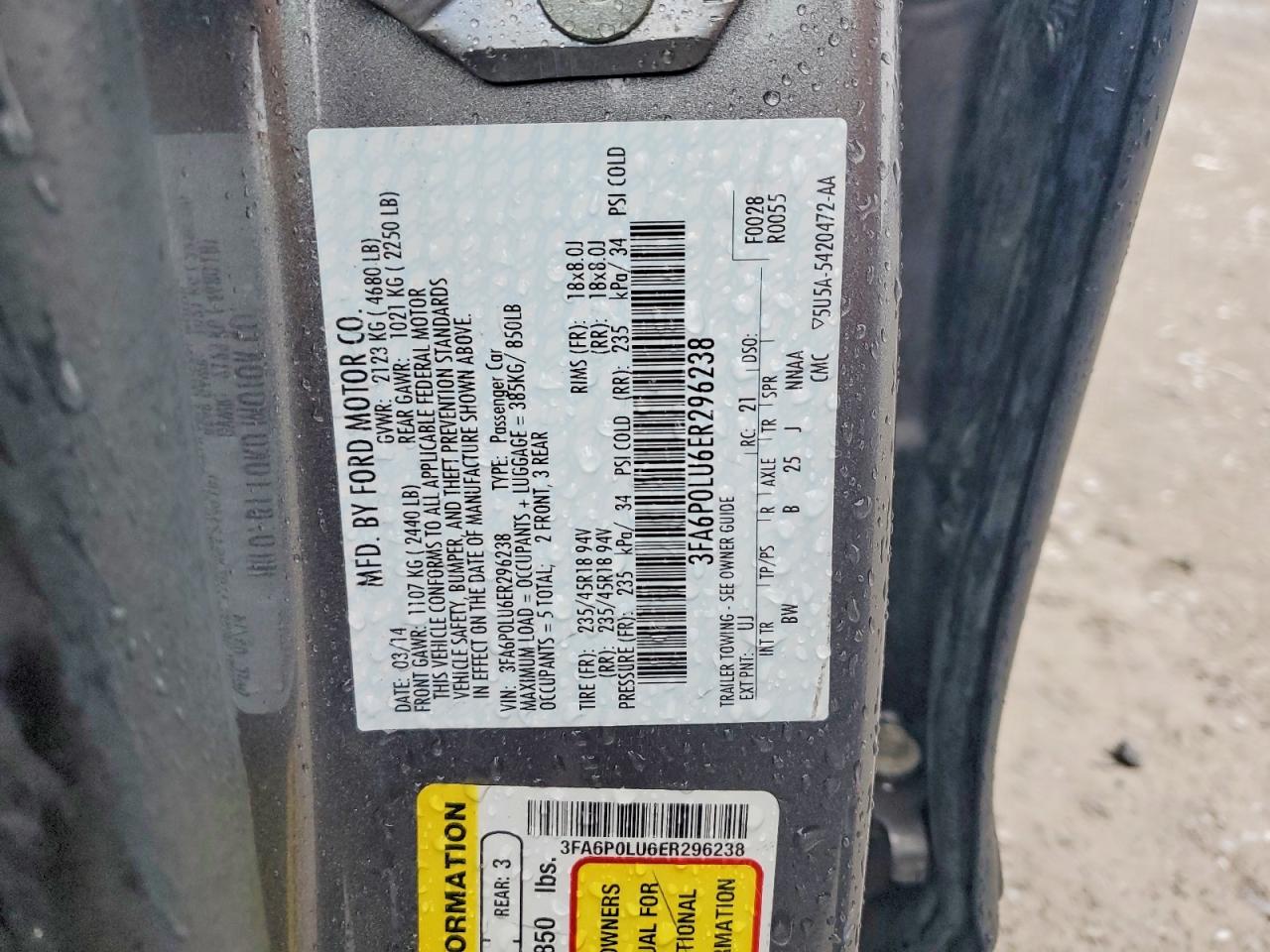 2014 Ford Fusion Se Hybrid Gray vin: 3FA6P0LU6ER296238