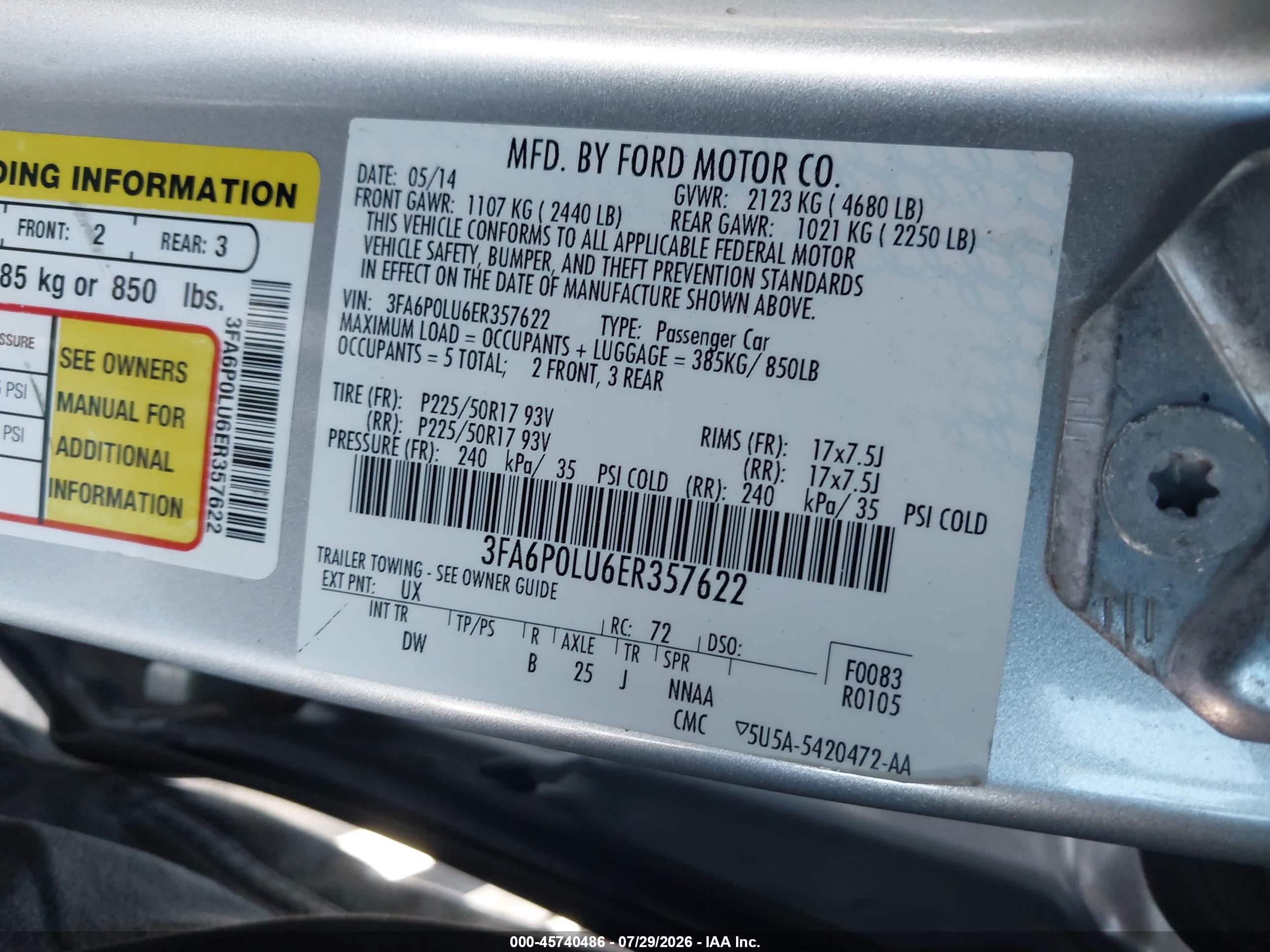 2014 Ford Fusion Hybrid Se Gray vin: 3FA6P0LU6ER357622