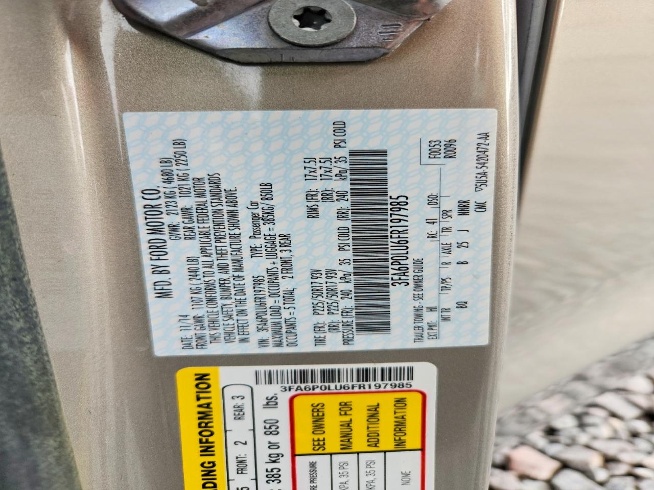 2015 Ford Fusion Se Hybrid Желто-коричневый vin: 3FA6P0LU6FR197985