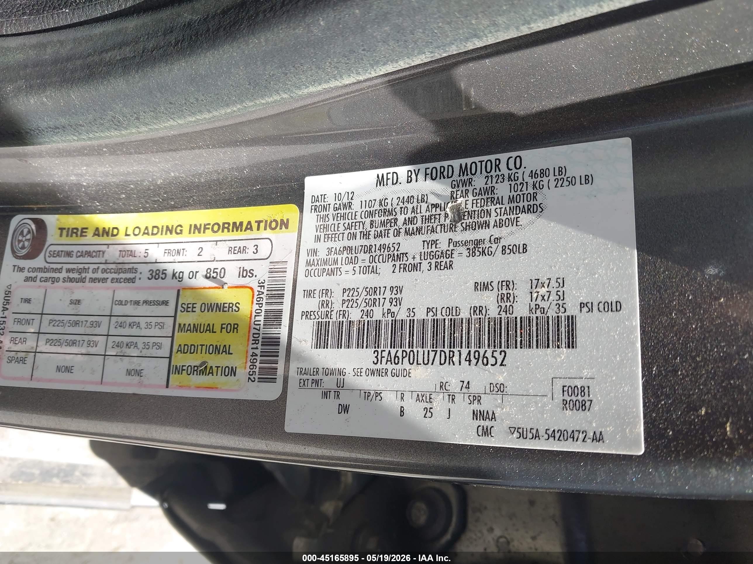 2013 Ford Fusion Hybrid Se Gray vin: 3FA6P0LU7DR149652