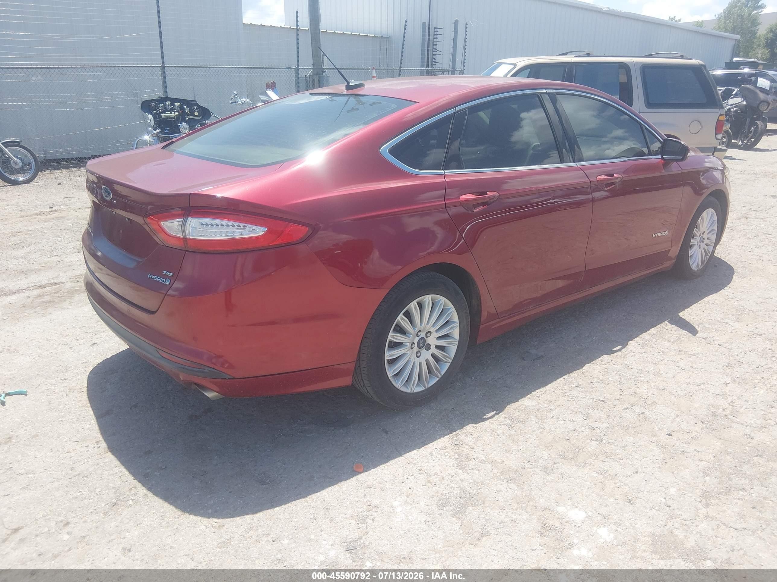 2013 Ford Fusion Hybrid Se Red vin: 3FA6P0LU7DR191402