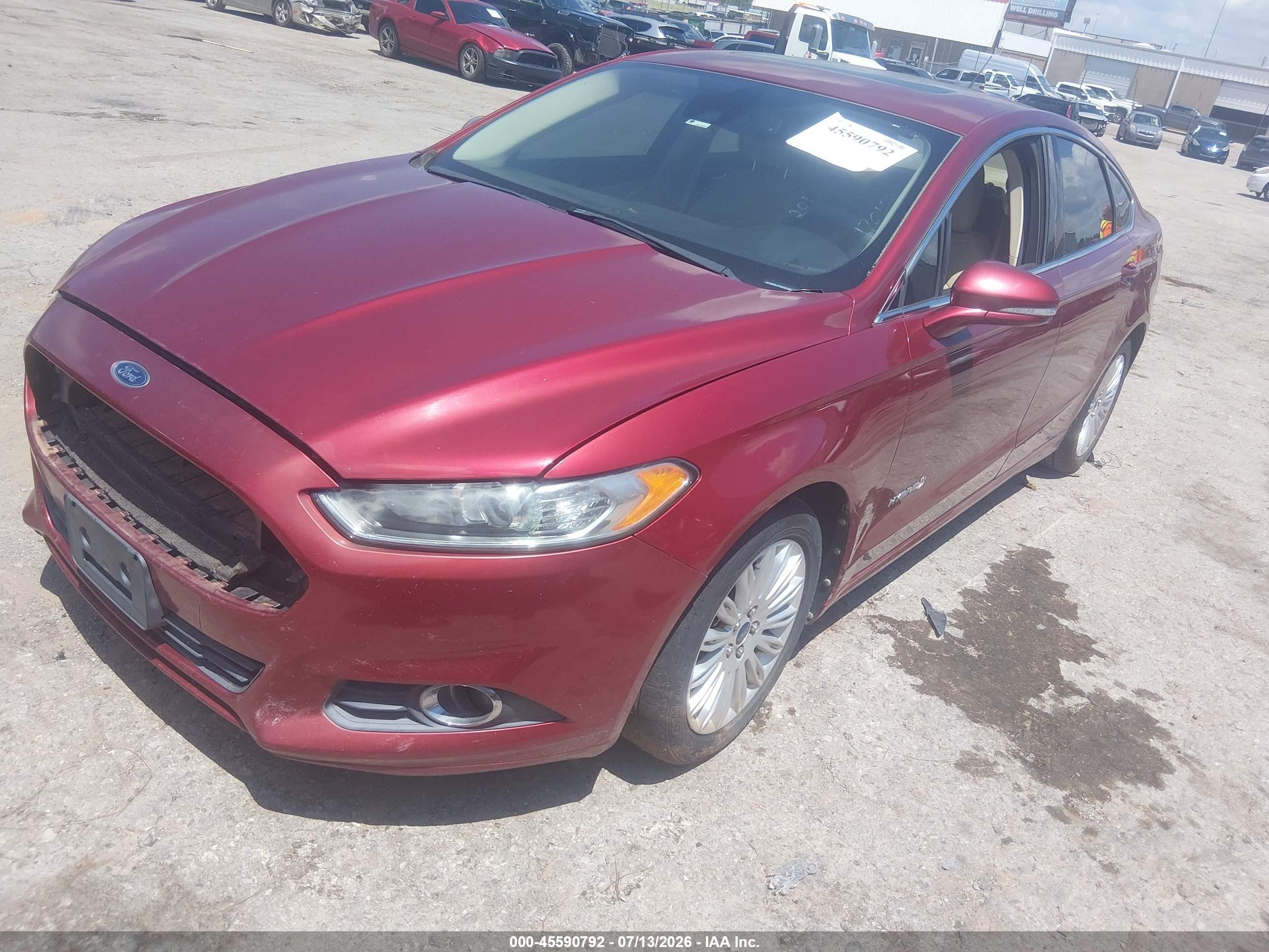 2013 Ford Fusion Hybrid Se Red vin: 3FA6P0LU7DR191402