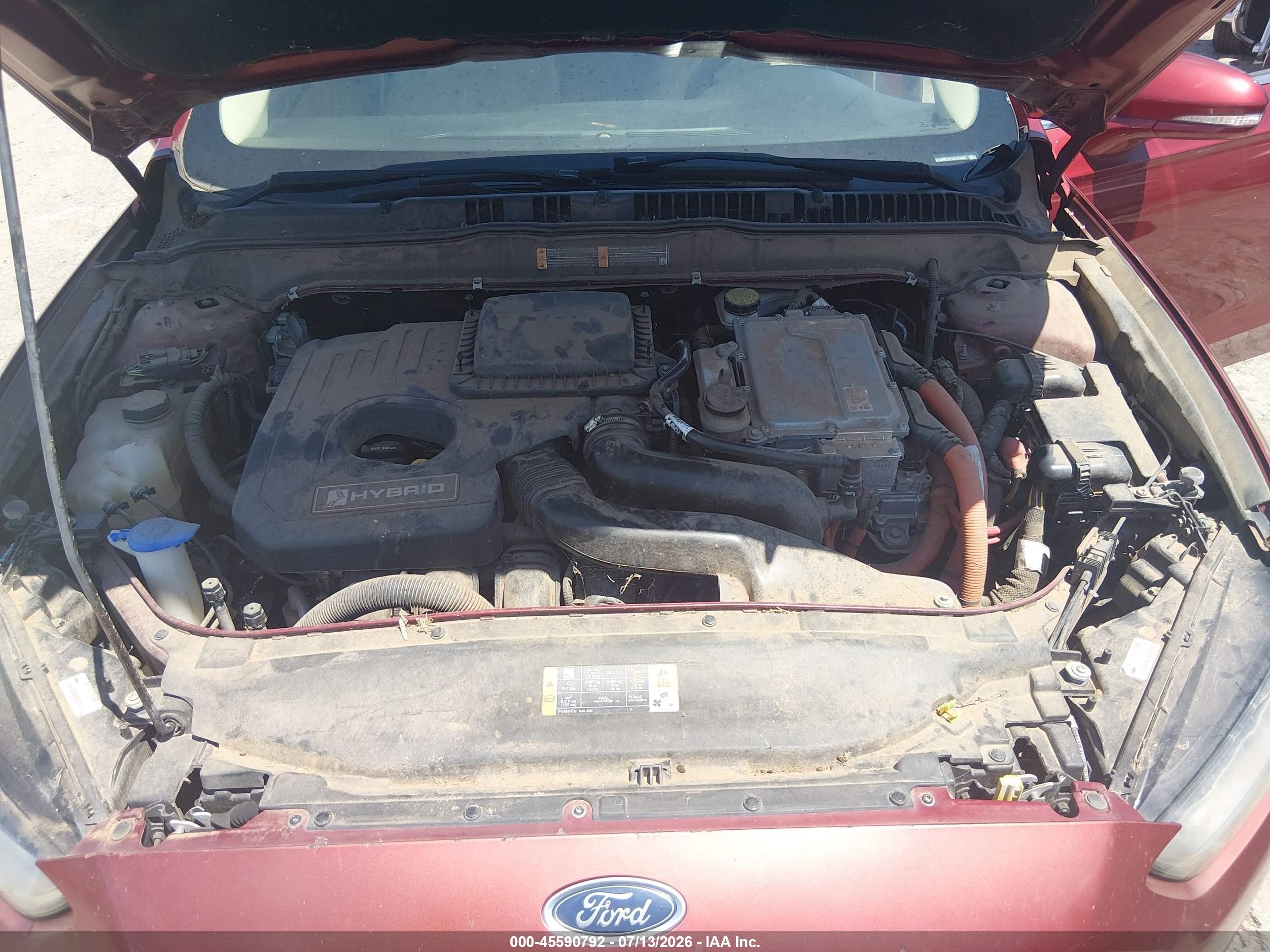 2013 Ford Fusion Hybrid Se Red vin: 3FA6P0LU7DR191402