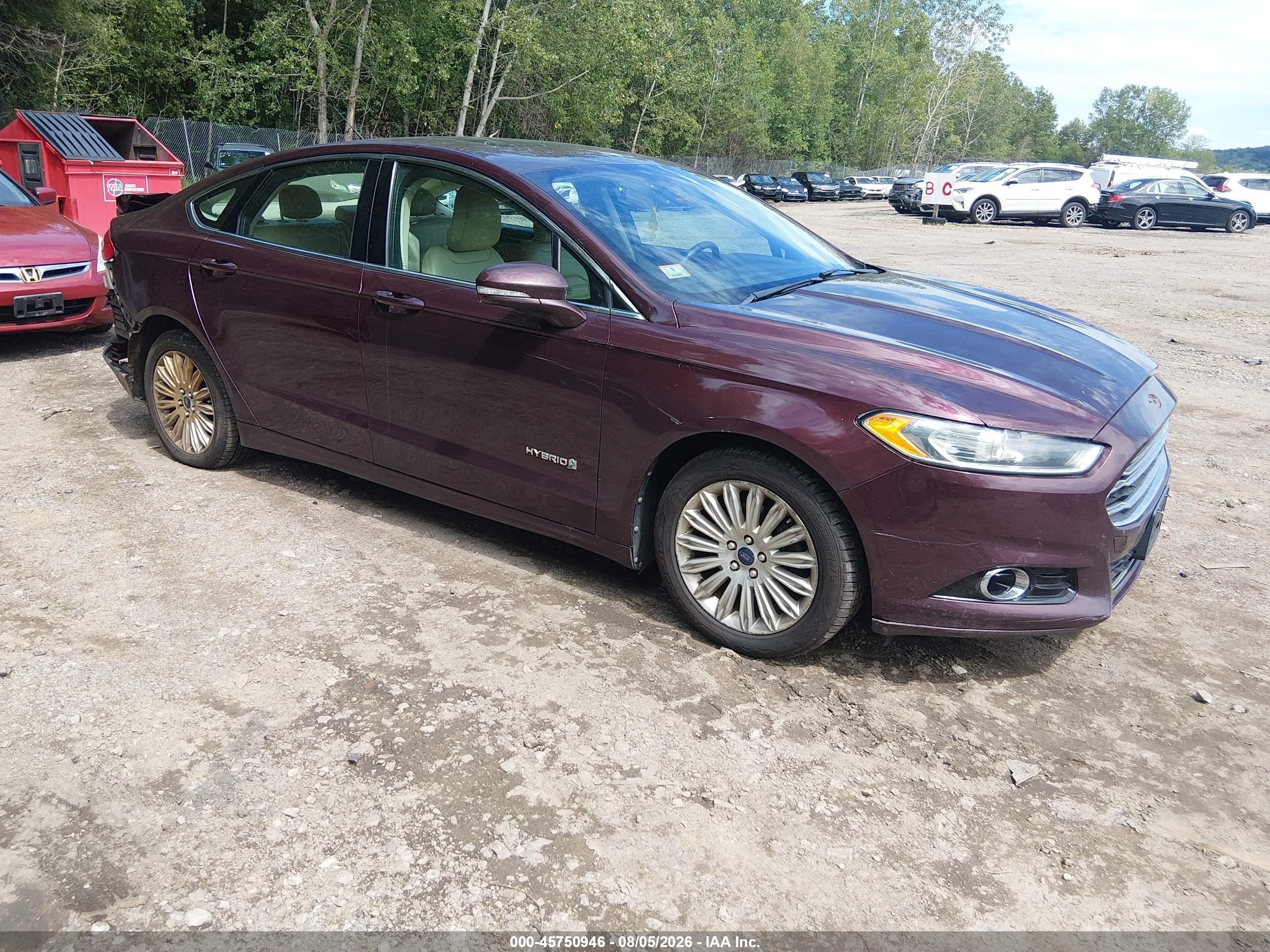 2013 Ford Fusion Hybrid Se Burgundy vin: 3FA6P0LU7DR224219