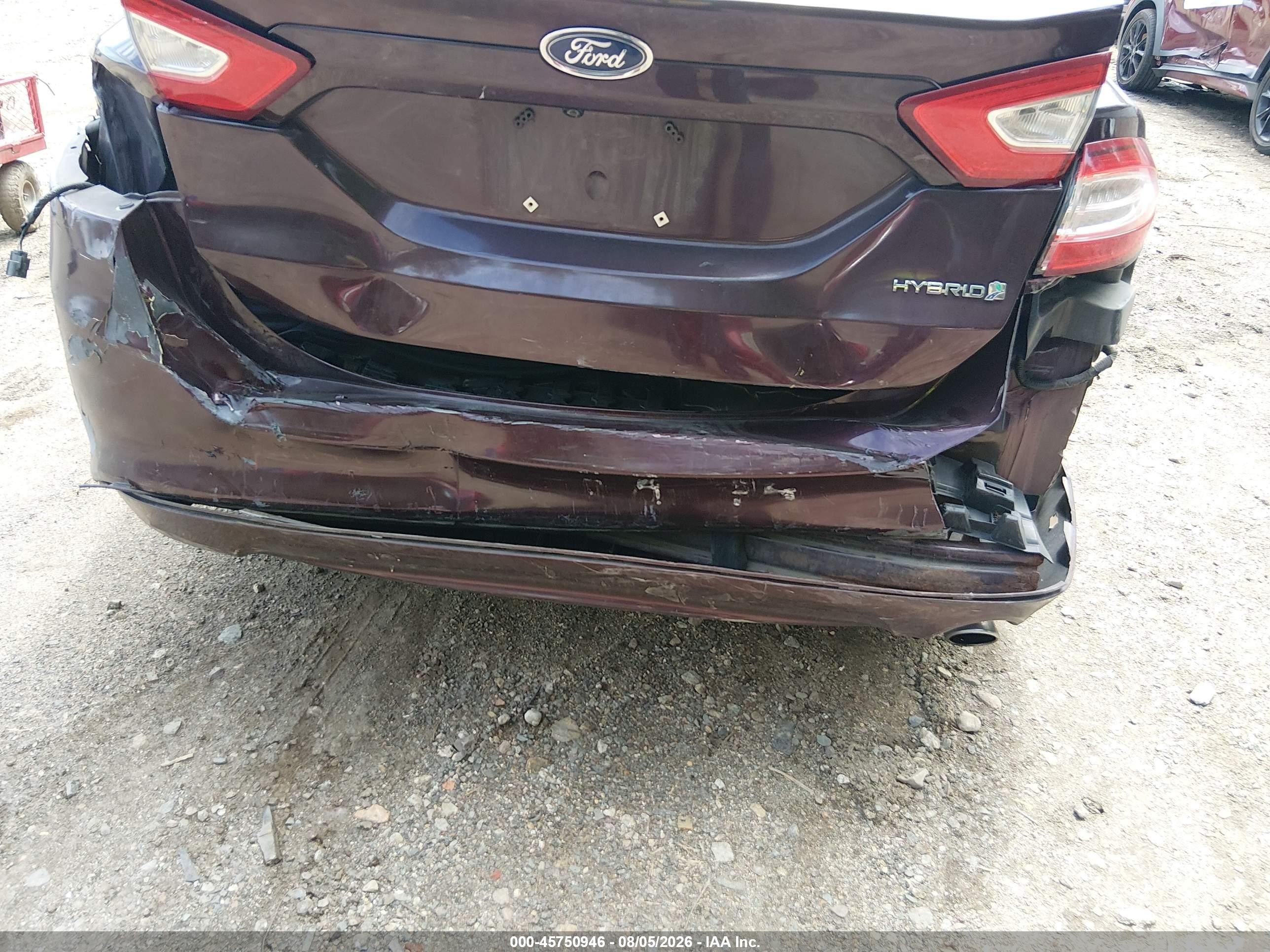 2013 Ford Fusion Hybrid Se Burgundy vin: 3FA6P0LU7DR224219