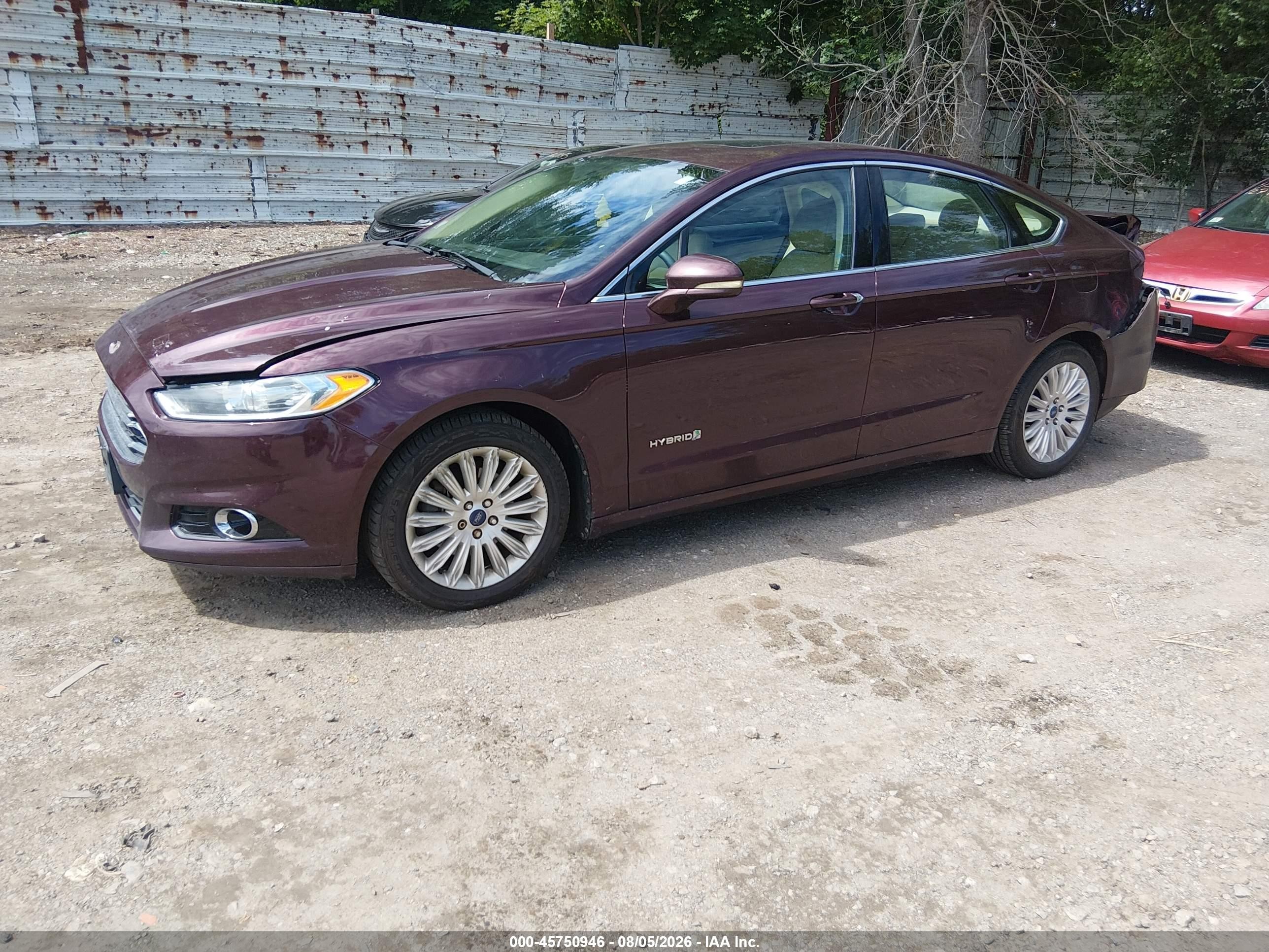 2013 Ford Fusion Hybrid Se Burgundy vin: 3FA6P0LU7DR224219