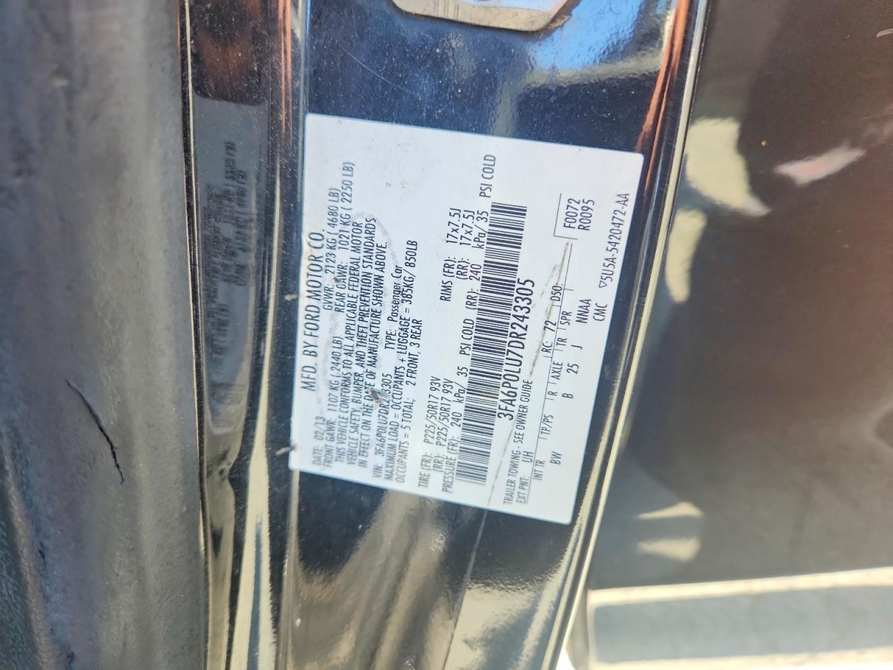 2013 Ford Fusion Se Hybrid Черный vin: 3FA6P0LU7DR243305