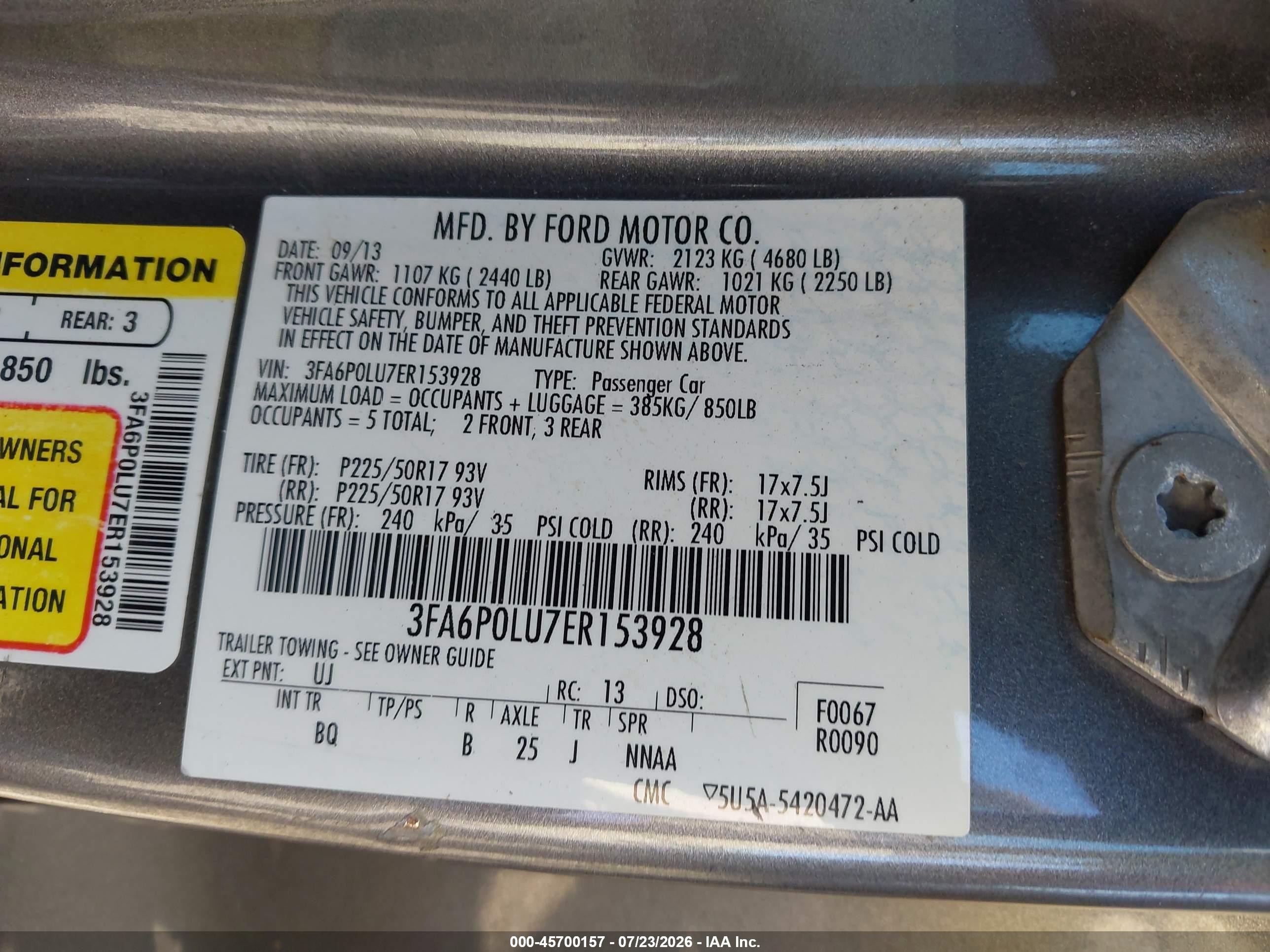 2014 Ford Fusion Hybrid Se Gray vin: 3FA6P0LU7ER153928