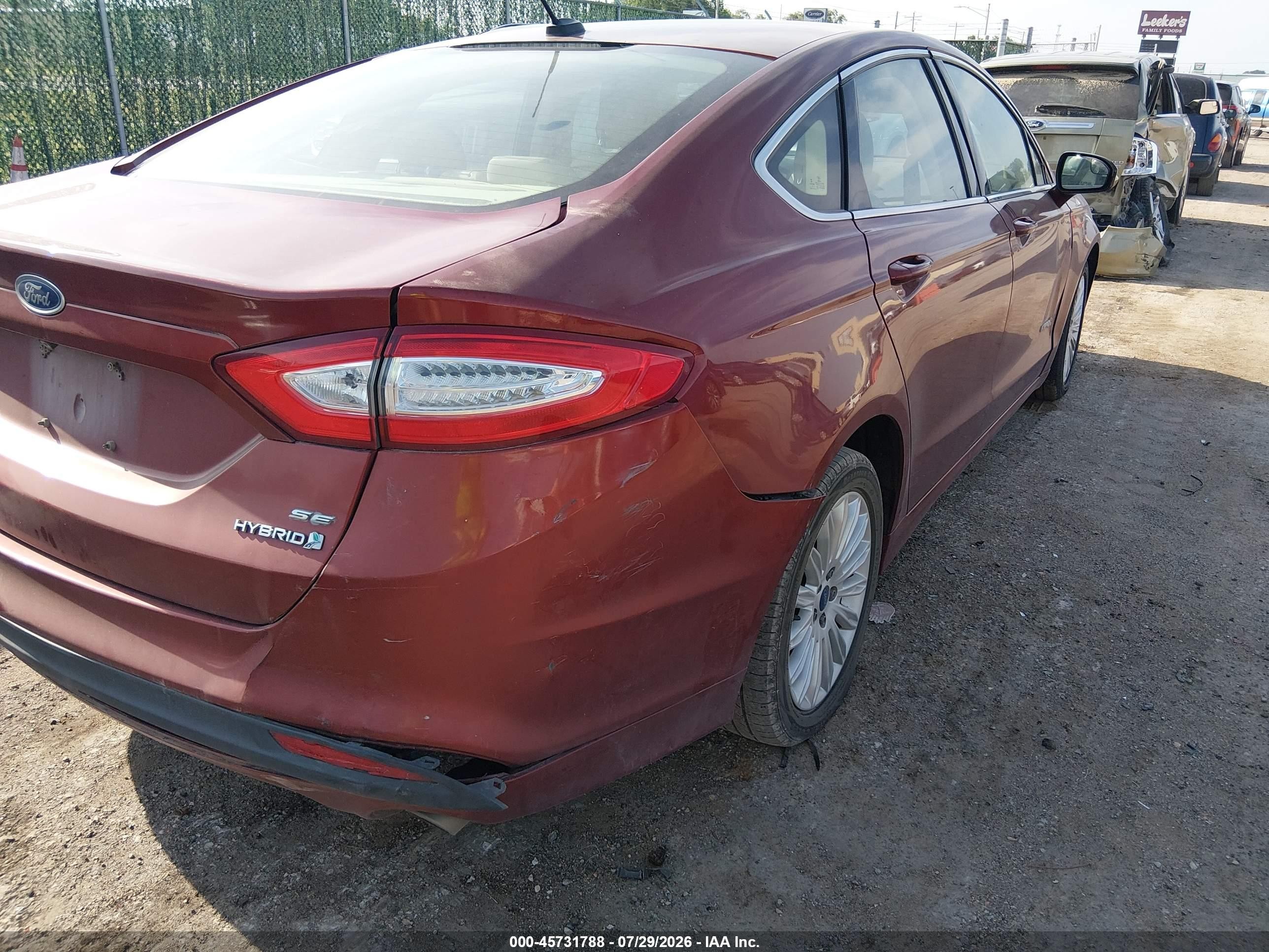 2014 Ford Fusion Hybrid Se Red vin: 3FA6P0LU7ER212038
